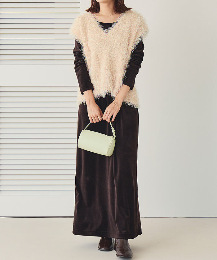 ティティベイト titivate 前後2wayVネックシャギーニットベスト (ブラック) ブラック