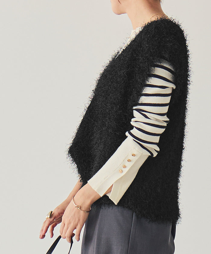 ティティベイト titivate 前後2wayVネックシャギーニットベスト (ブラック) ブラック