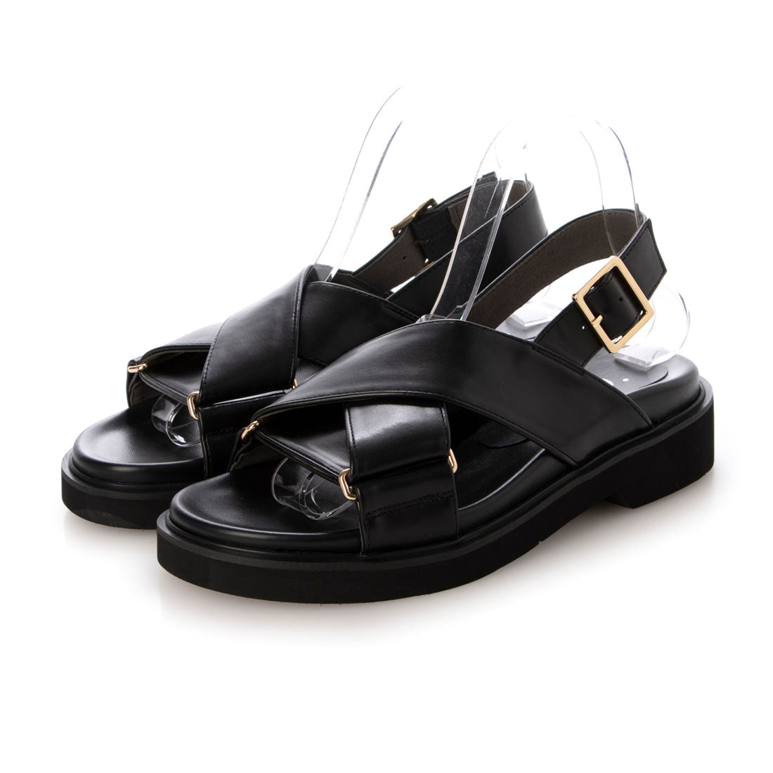 ティアッド TIAD. クロスストラップサンダル (ブラック) ブラック