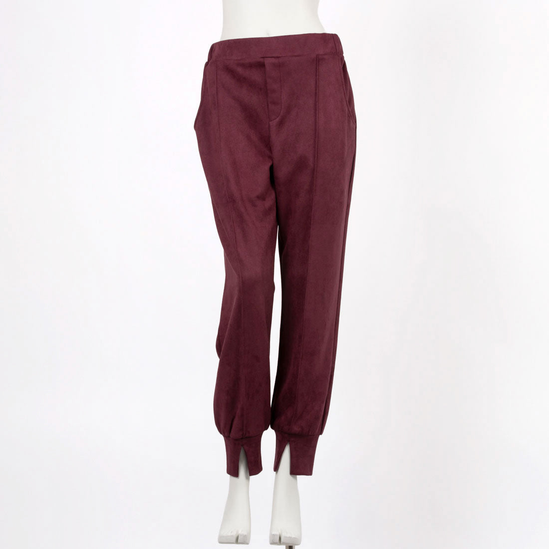 ティトューラ titular ストレッチフェイクスエードジョガーパンツ (プラム) プラム