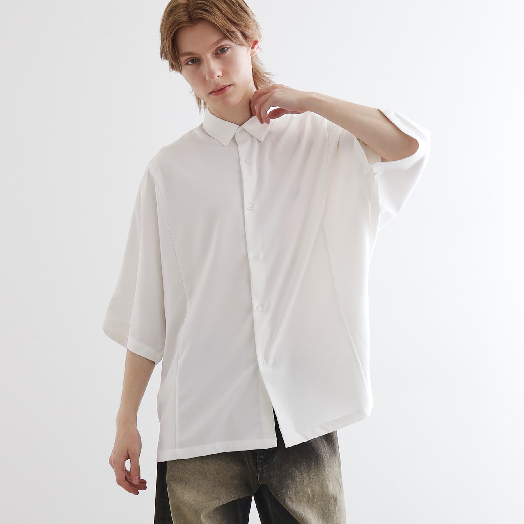 ティーケー タケオ キクチ tk.TAKEO KIKUCHI 配色ドルマンシャツ (ライトグレー(011)) ライトグレー(011)