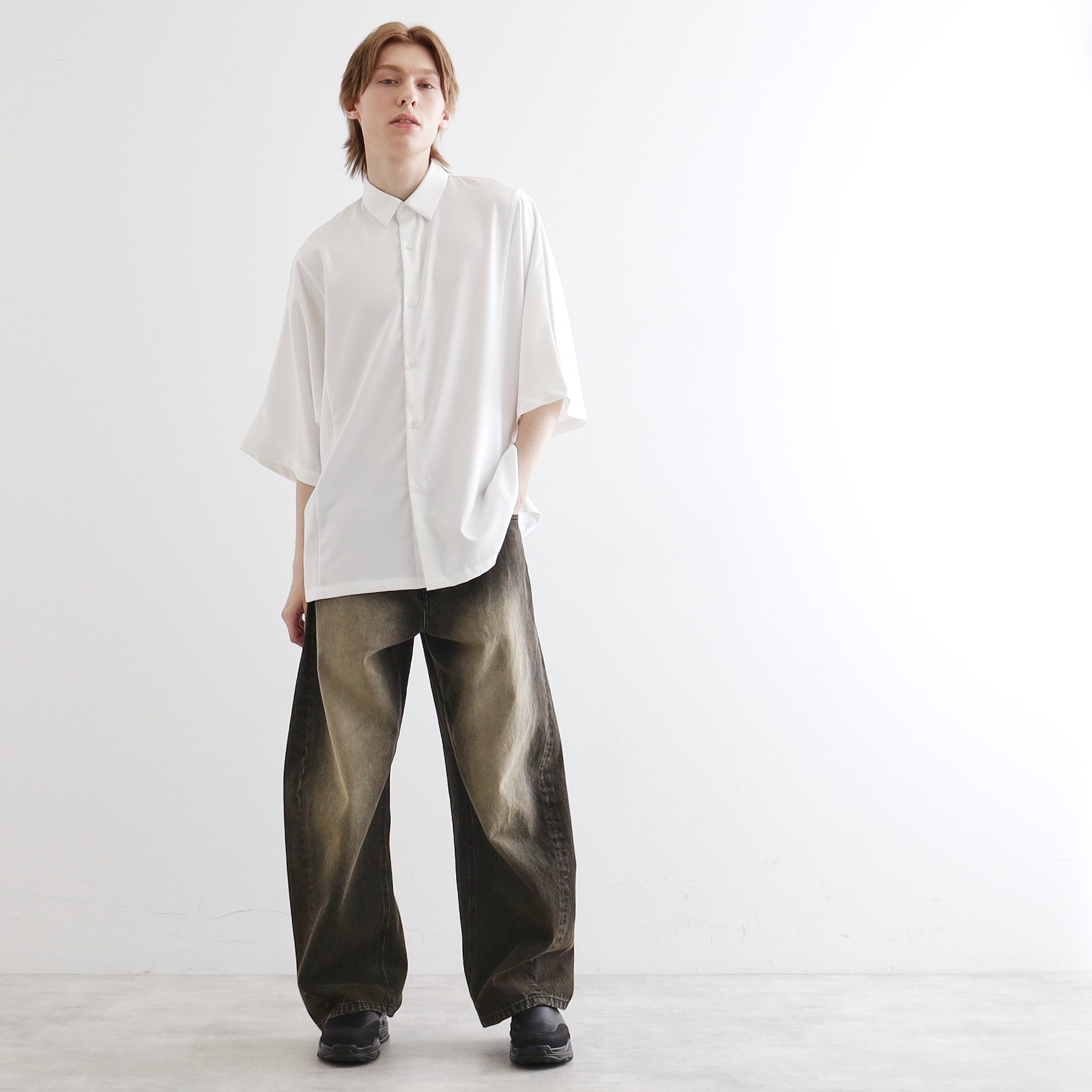 ティーケー タケオ キクチ tk.TAKEO KIKUCHI 配色ドルマンシャツ (ライトグレー(011)) ライトグレー(011)