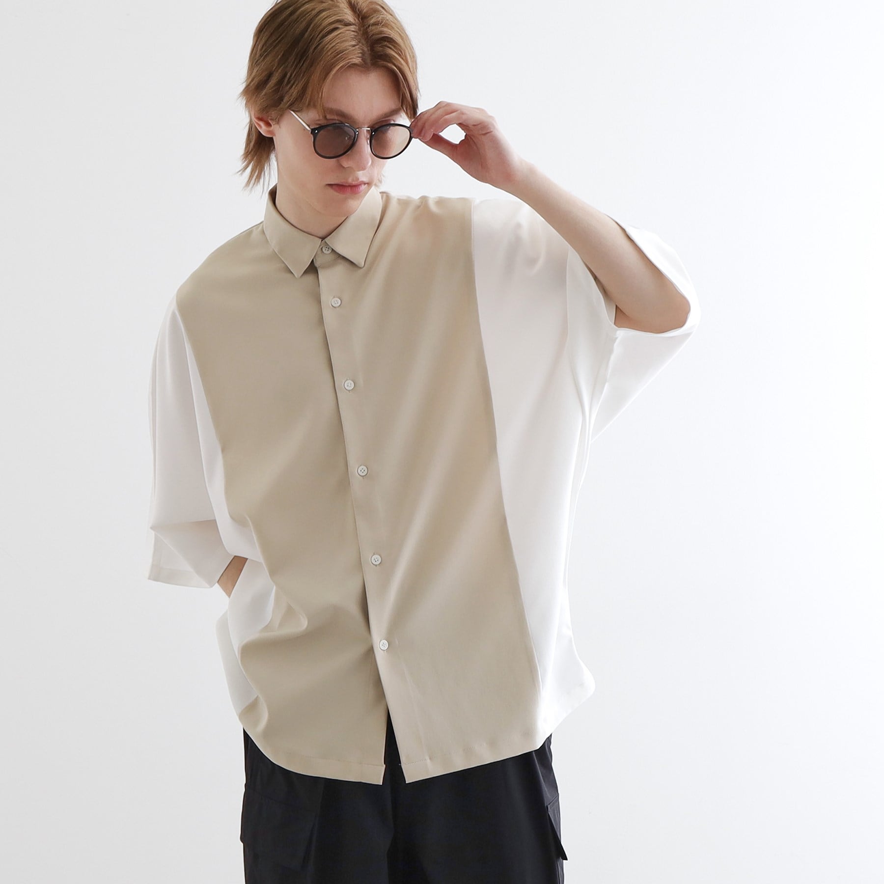 ティーケー タケオ キクチ tk.TAKEO KIKUCHI 配色ドルマンシャツ (ライトグレー(011)) ライトグレー(011)