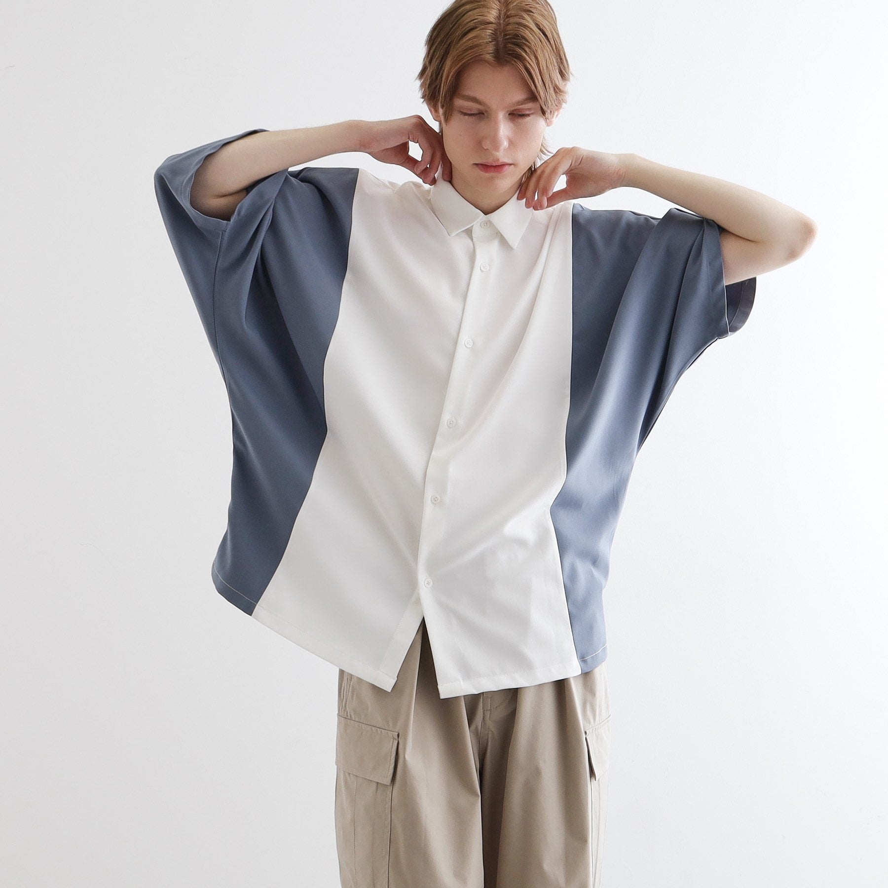 ティーケー タケオ キクチ tk.TAKEO KIKUCHI 配色ドルマンシャツ (ライトグレー(011)) ライトグレー(011)