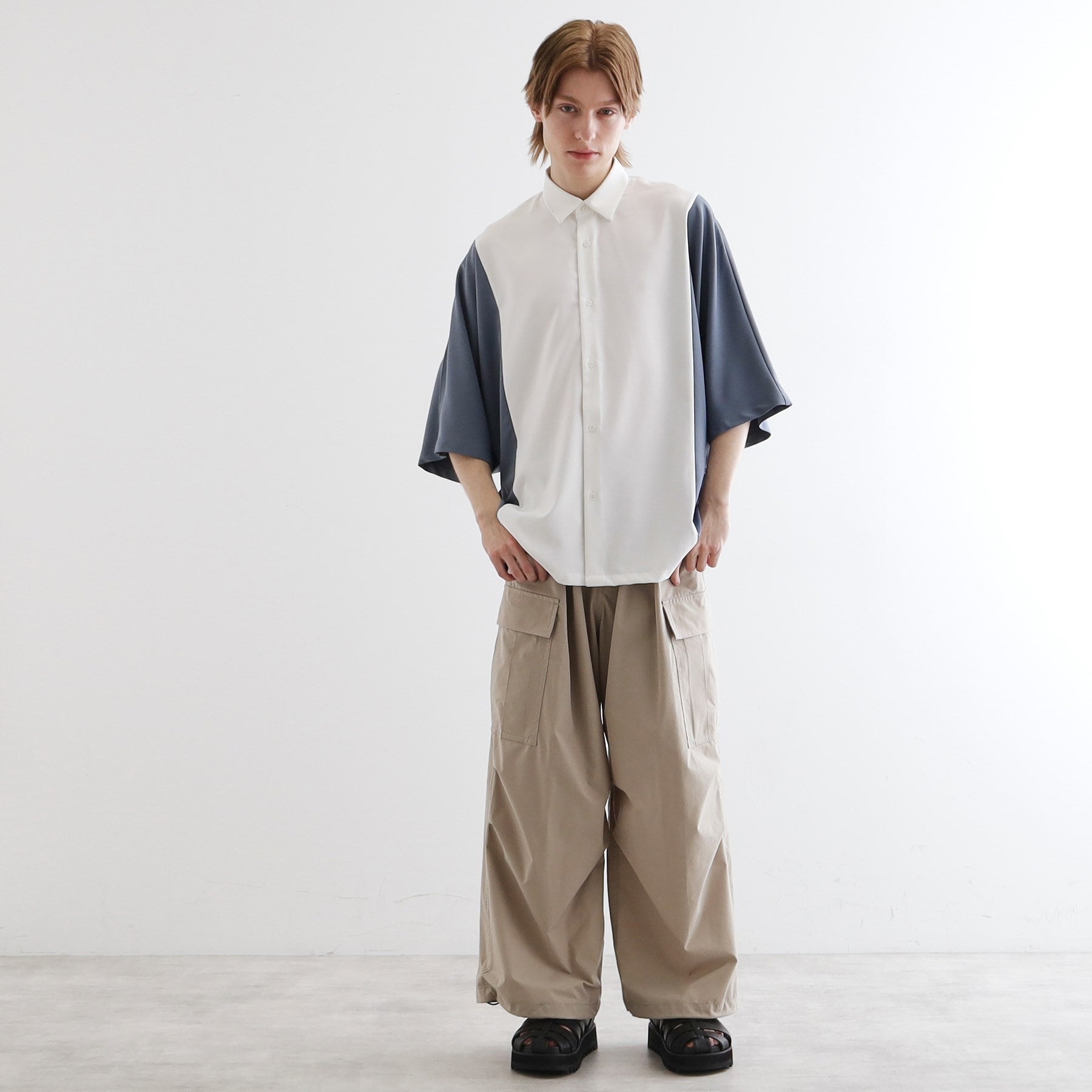 ティーケー タケオ キクチ tk.TAKEO KIKUCHI 配色ドルマンシャツ (ライトグレー(011)) ライトグレー(011)