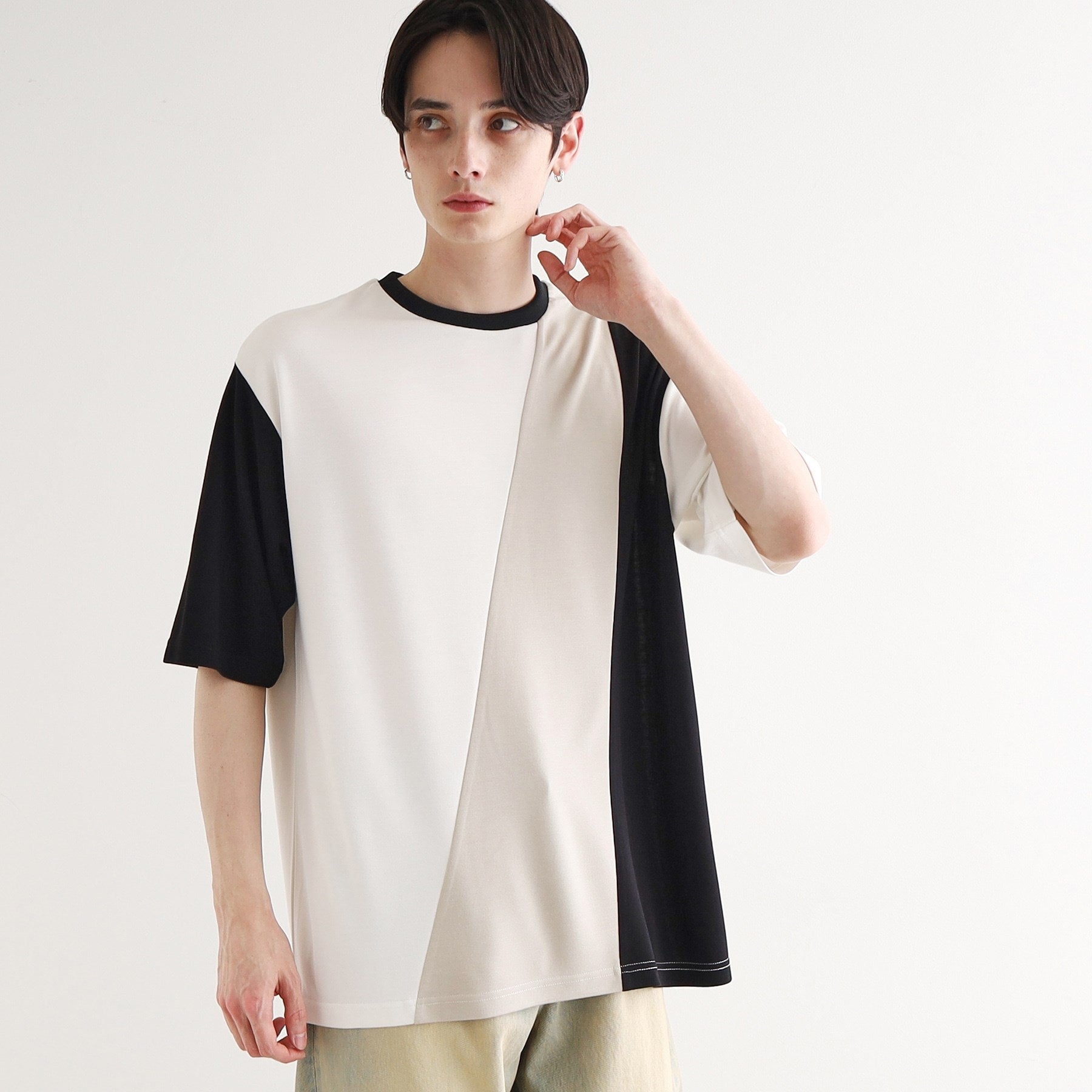 ティーケー タケオ キクチ tk.TAKEO KIKUCHI 【UV/接触冷感】ナナメ切替アソートTシャツ (ブラック(519)) ブラック(519)