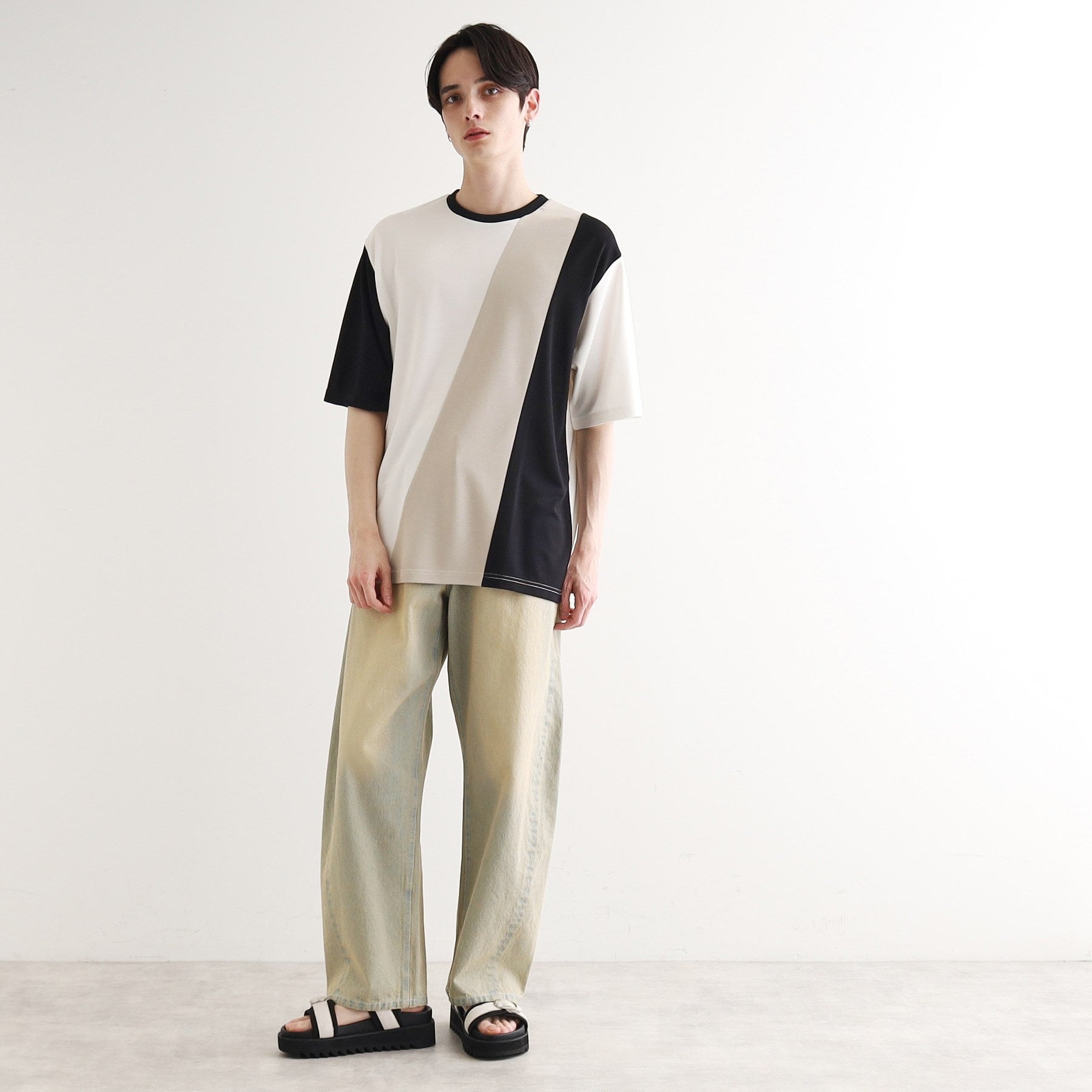 ティーケー タケオ キクチ tk.TAKEO KIKUCHI 【UV/接触冷感】ナナメ切替アソートTシャツ (ブラック(519)) ブラック(519)