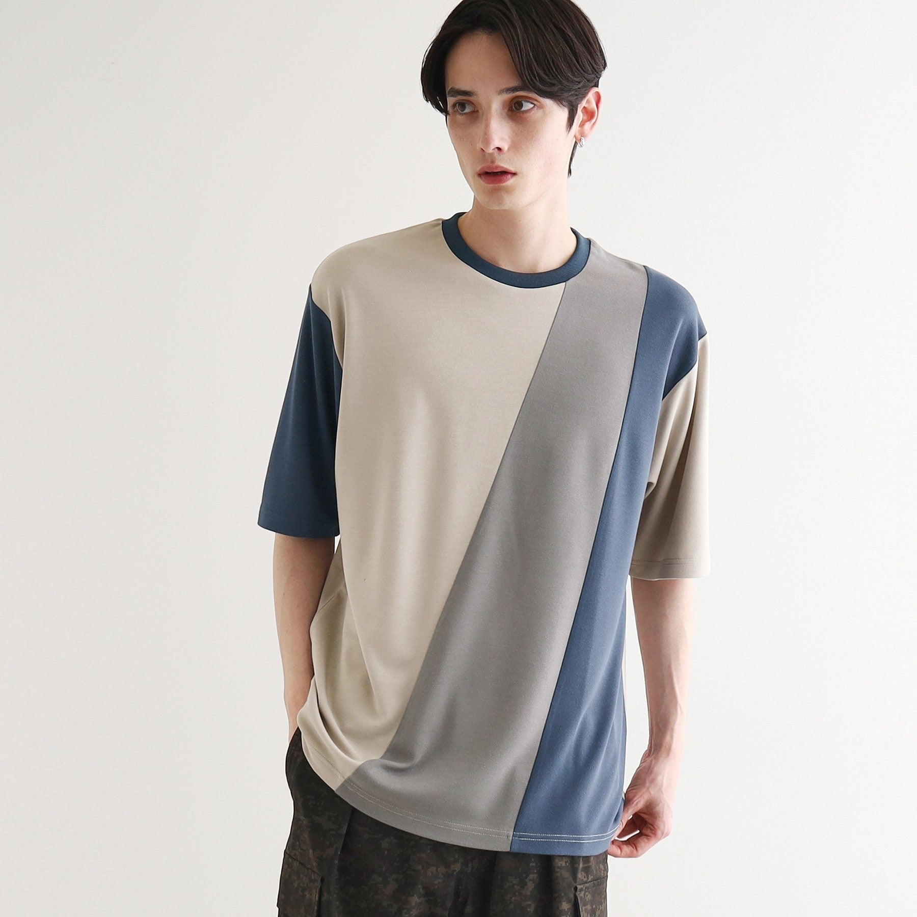 ティーケー タケオ キクチ tk.TAKEO KIKUCHI 【UV/接触冷感】ナナメ切替アソートTシャツ (ブラック(519)) ブラック(519)