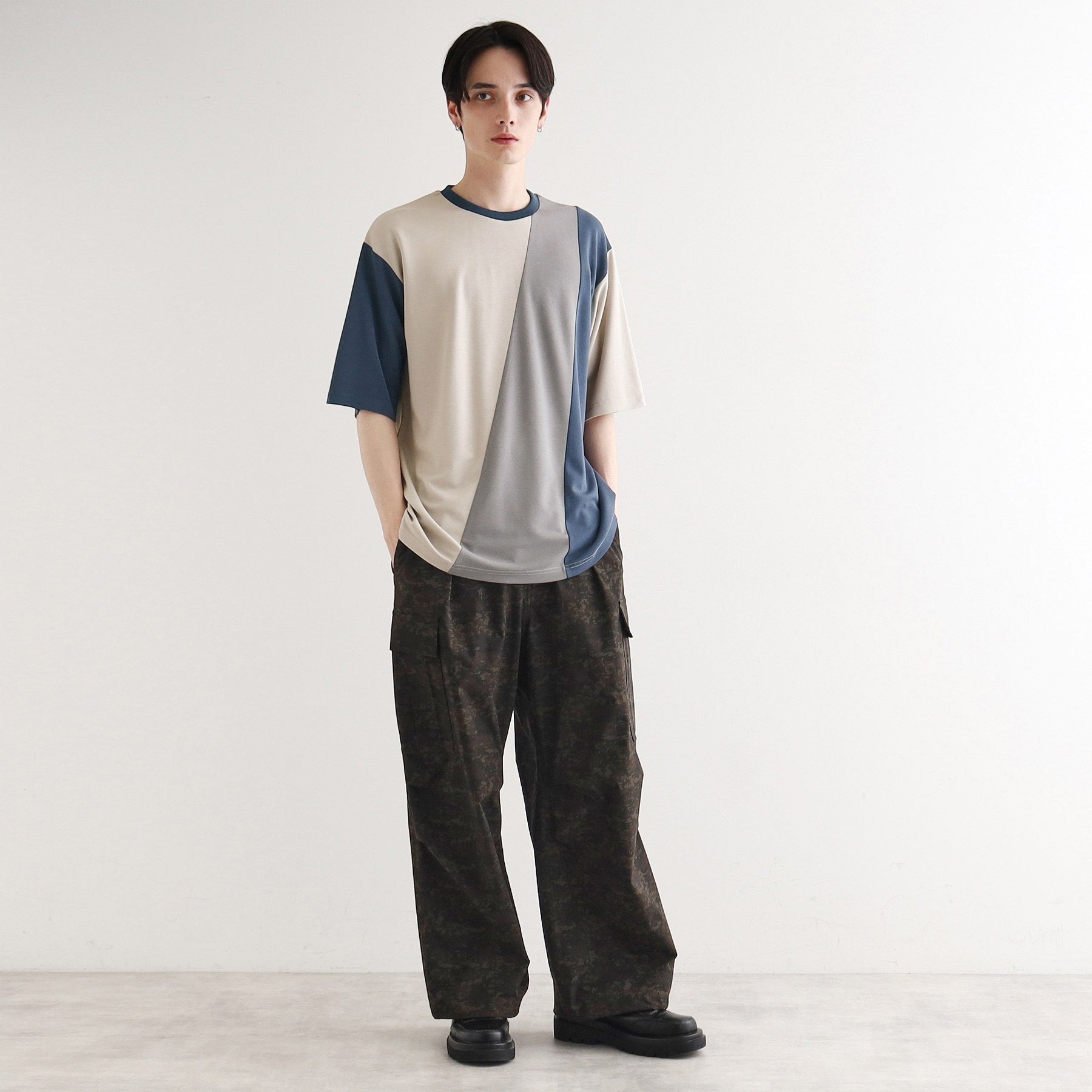 ティーケー タケオ キクチ tk.TAKEO KIKUCHI 【UV/接触冷感】ナナメ切替アソートTシャツ (ブラック(519)) ブラック(519)