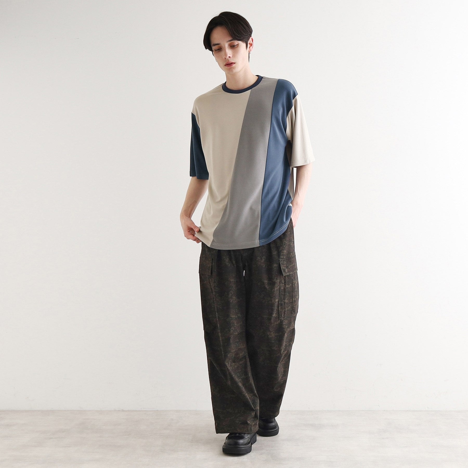 ティーケー タケオ キクチ tk.TAKEO KIKUCHI 【UV/接触冷感】ナナメ切替アソートTシャツ (ブラック(519)) ブラック(519)