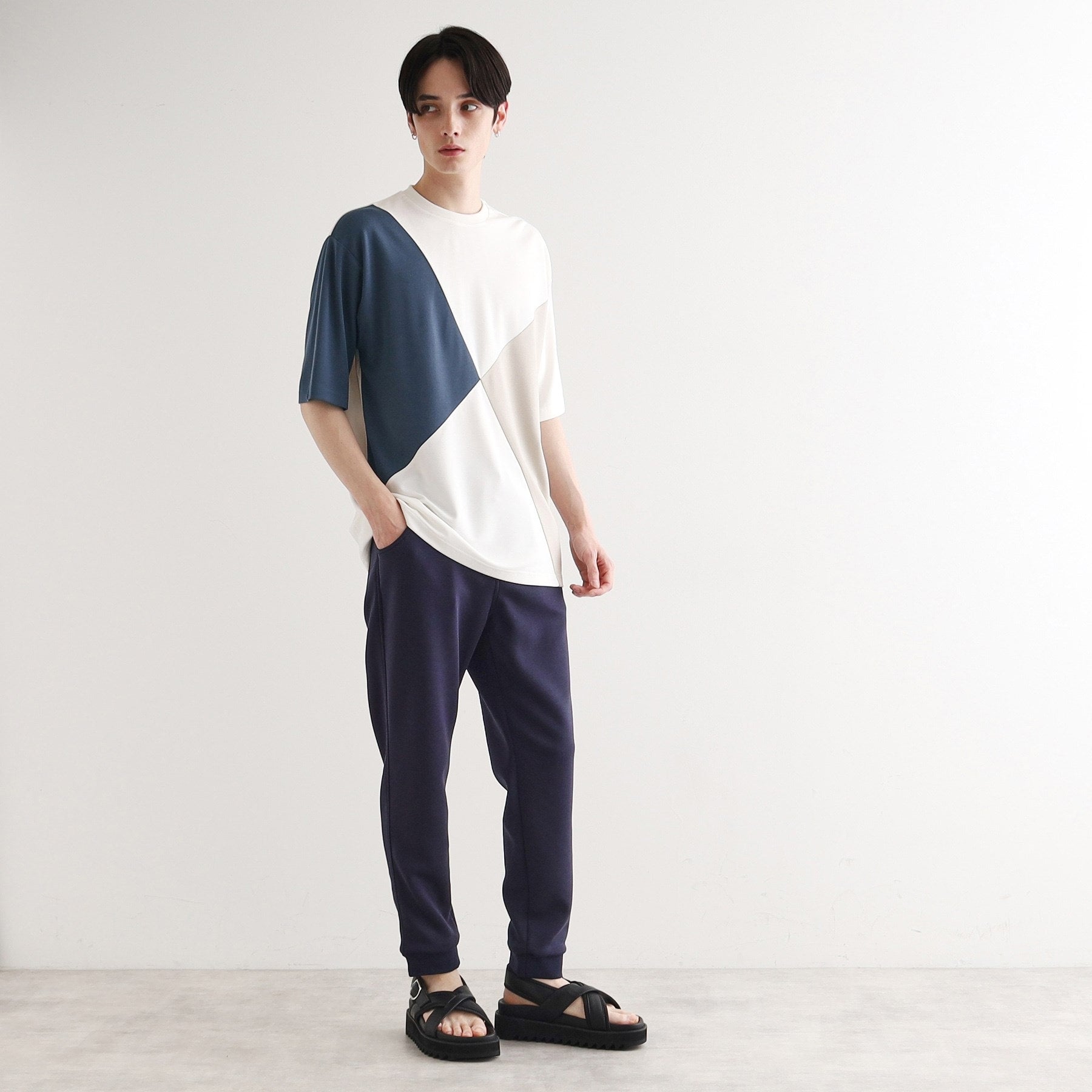 ティーケー タケオ キクチ tk.TAKEO KIKUCHI 【UV/接触冷感】ナナメ切替アソートTシャツ (ブラック(519)) ブラック(519)