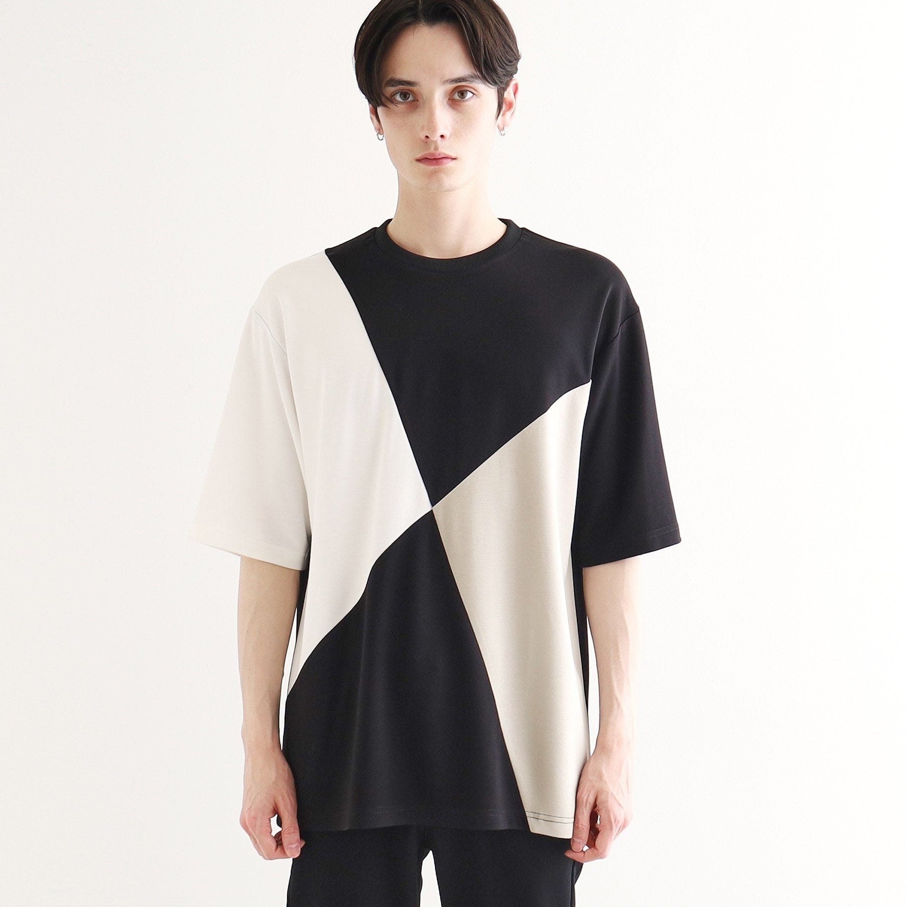 ティーケー タケオ キクチ tk.TAKEO KIKUCHI 【UV/接触冷感】ナナメ切替アソートTシャツ (ブラック(519)) ブラック(519)