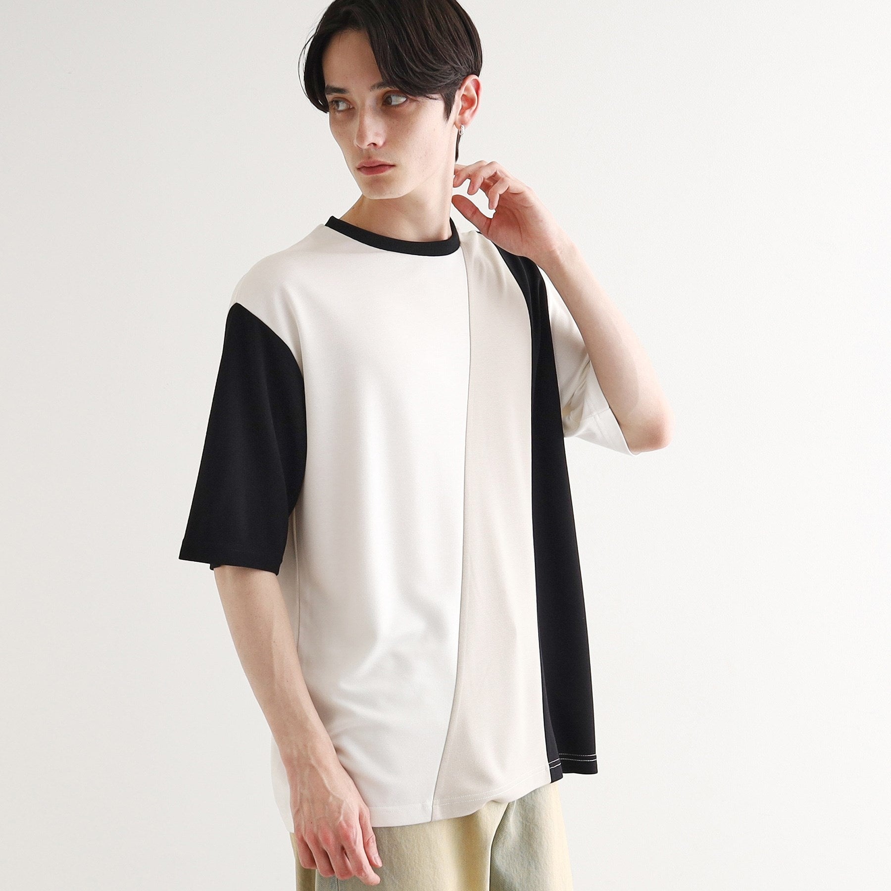 ティーケー タケオ キクチ tk.TAKEO KIKUCHI 【UV/接触冷感】ナナメ切替アソートTシャツ (ホワイト(401)) ホワイト(401)