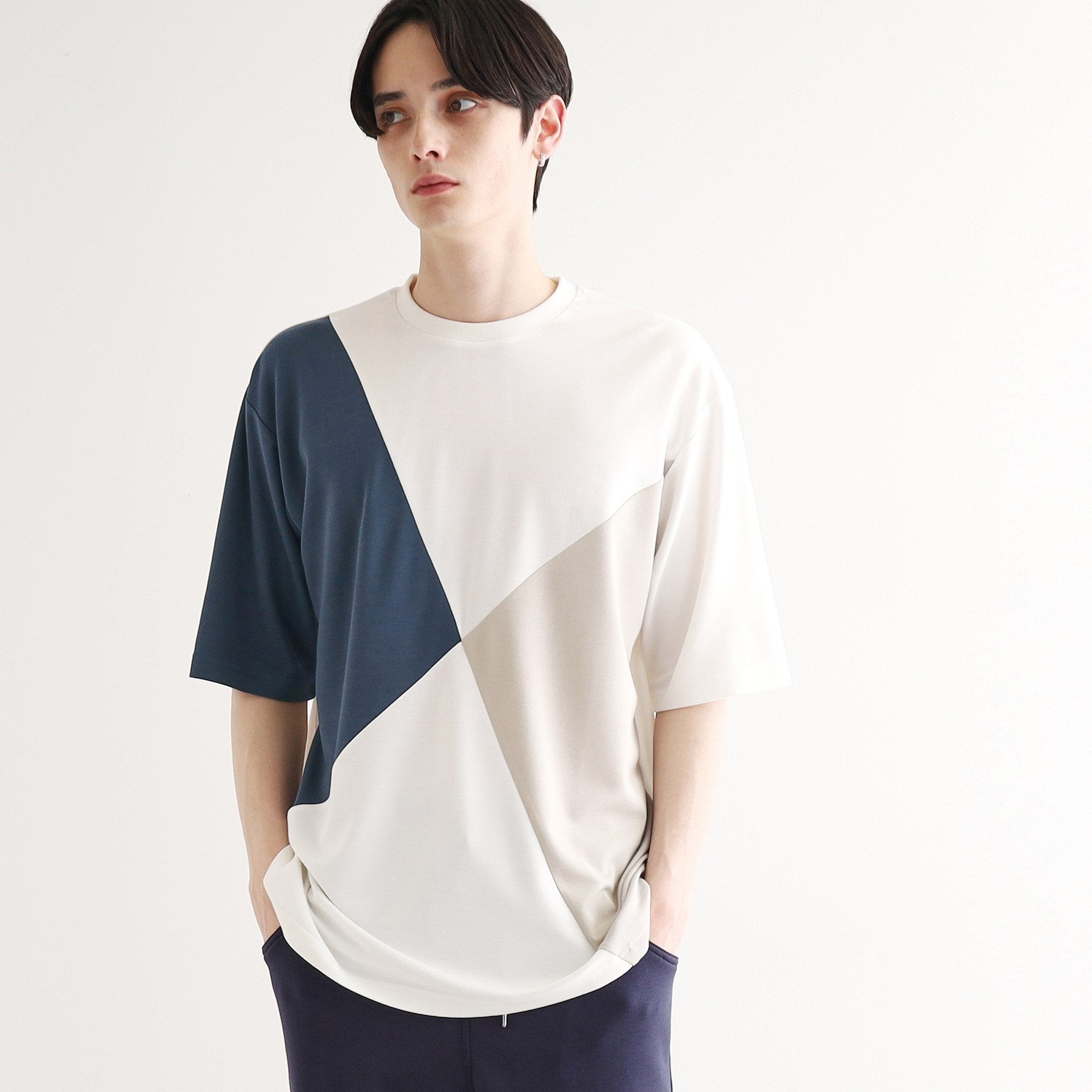 ティーケー タケオ キクチ tk.TAKEO KIKUCHI 【UV/接触冷感】ナナメ切替アソートTシャツ (ホワイト(501)) ホワイト(501)