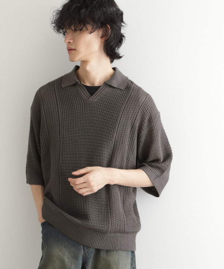 ティーケー タケオ キクチ tk.TAKEO KIKUCHI リネンライクニットポロシャツ (ブルー(092)) ブルー(092)