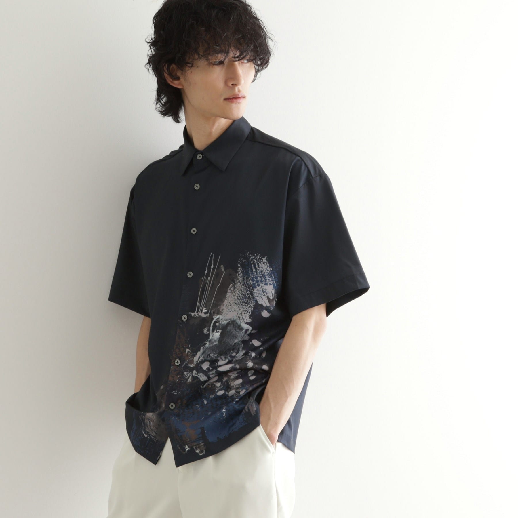 ティーケー タケオ キクチ tk.TAKEO KIKUCHI ペイント半袖シャツ (ネイビー(494)) ネイビー(494)