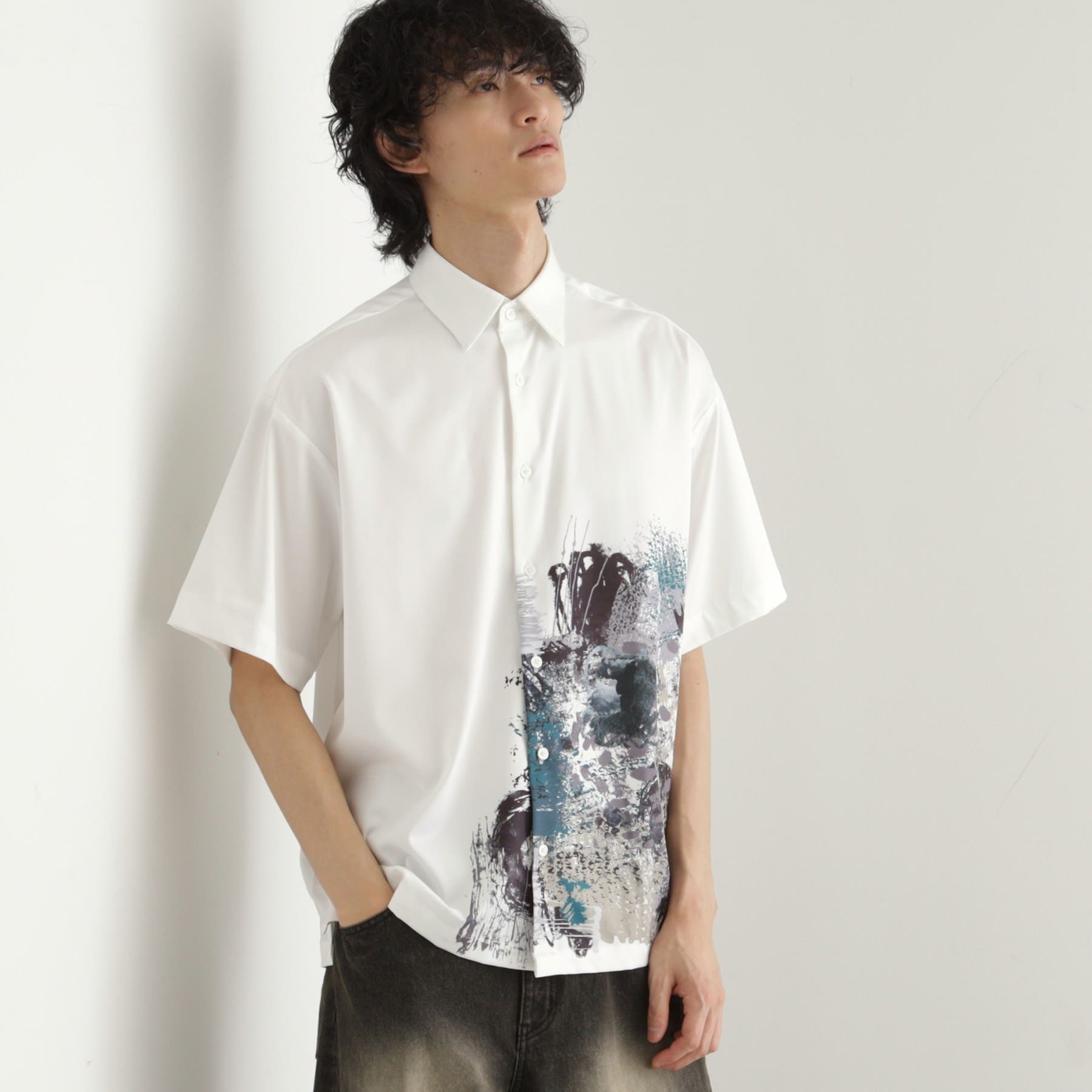 ティーケー タケオ キクチ tk.TAKEO KIKUCHI ペイント半袖シャツ (ネイビー(494)) ネイビー(494)