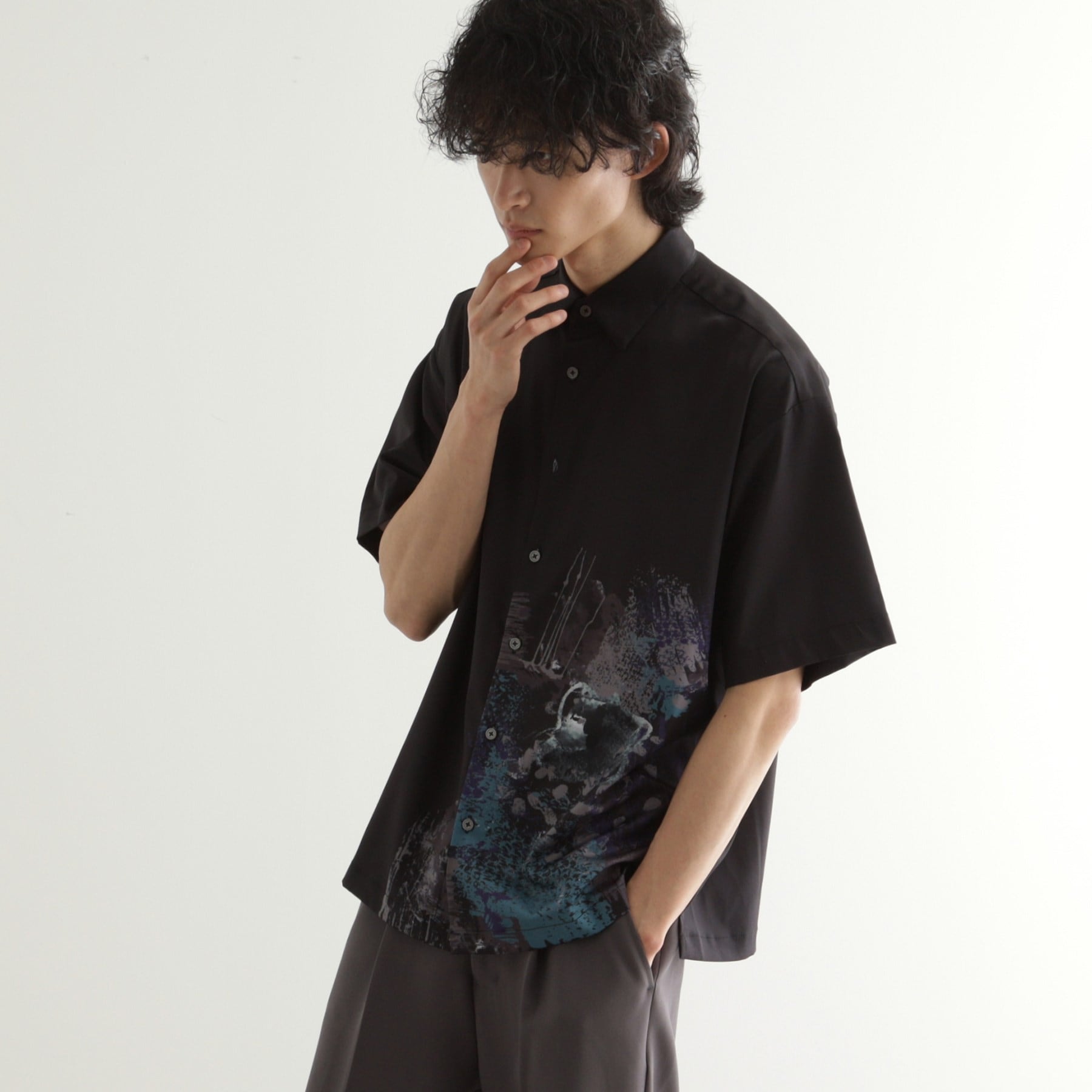 ティーケー タケオ キクチ tk.TAKEO KIKUCHI ペイント半袖シャツ (ネイビー(494)) ネイビー(494)