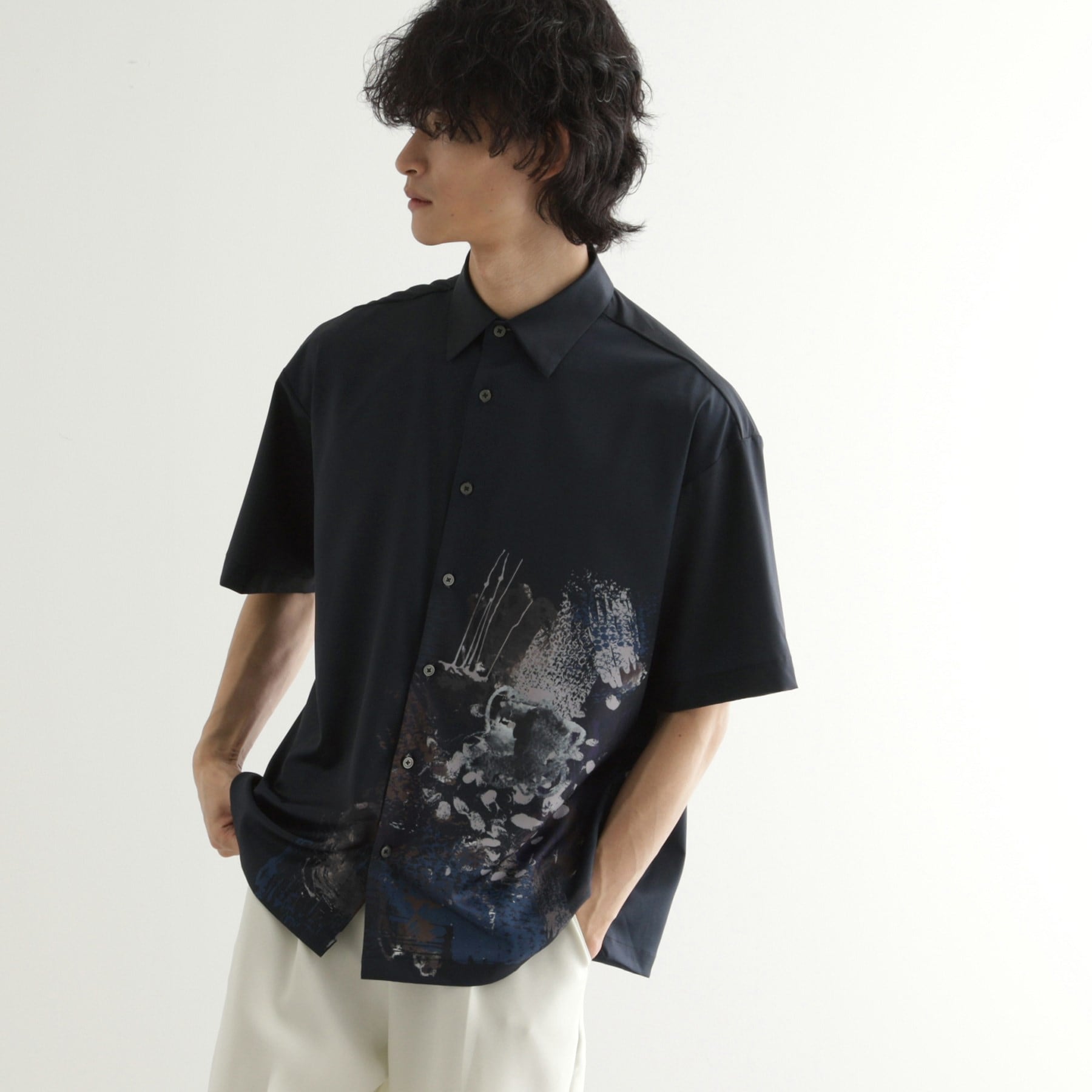 ティーケー タケオ キクチ tk.TAKEO KIKUCHI ペイント半袖シャツ (ネイビー(494)) ネイビー(494)