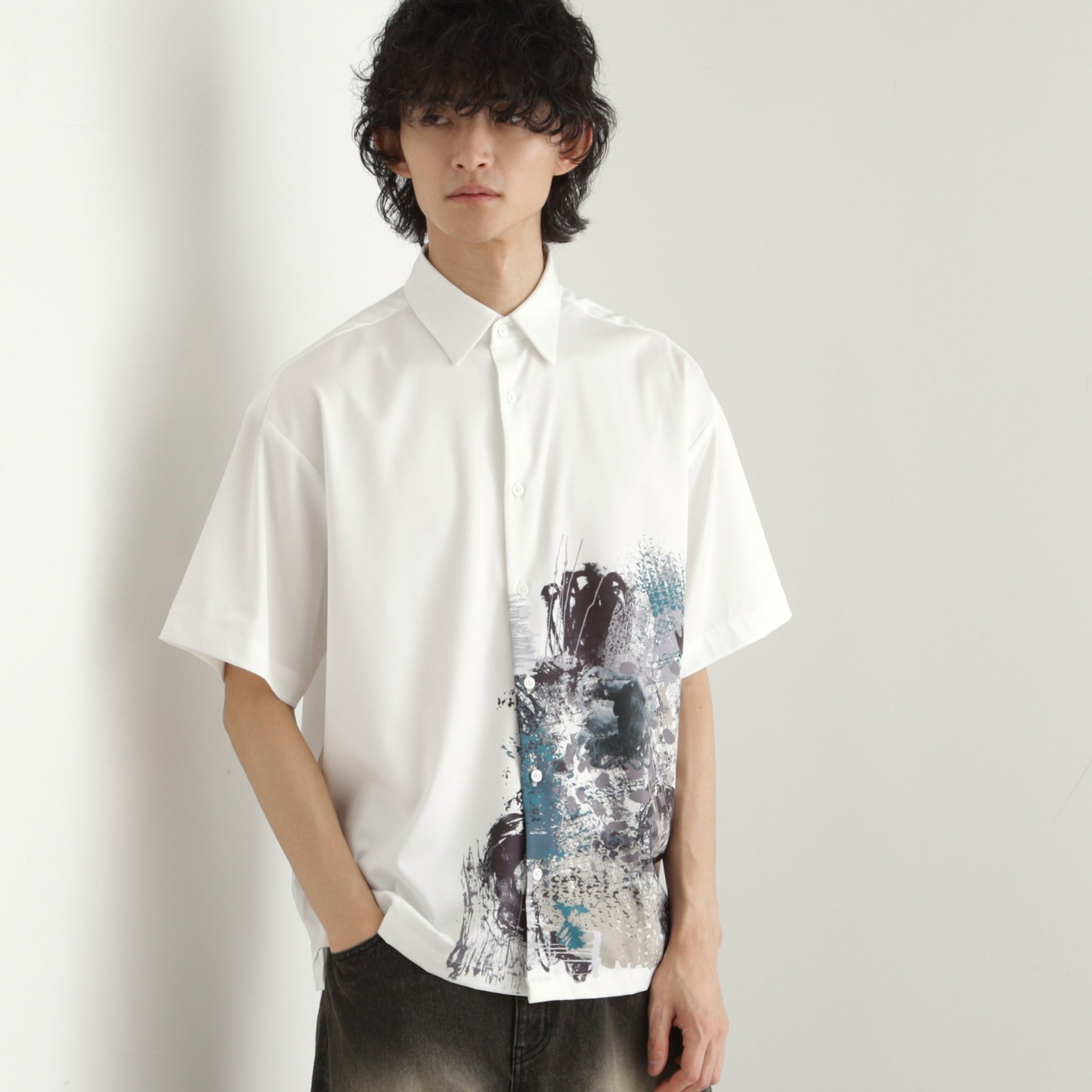 ティーケー タケオ キクチ tk.TAKEO KIKUCHI ペイント半袖シャツ (ネイビー(494)) ネイビー(494)