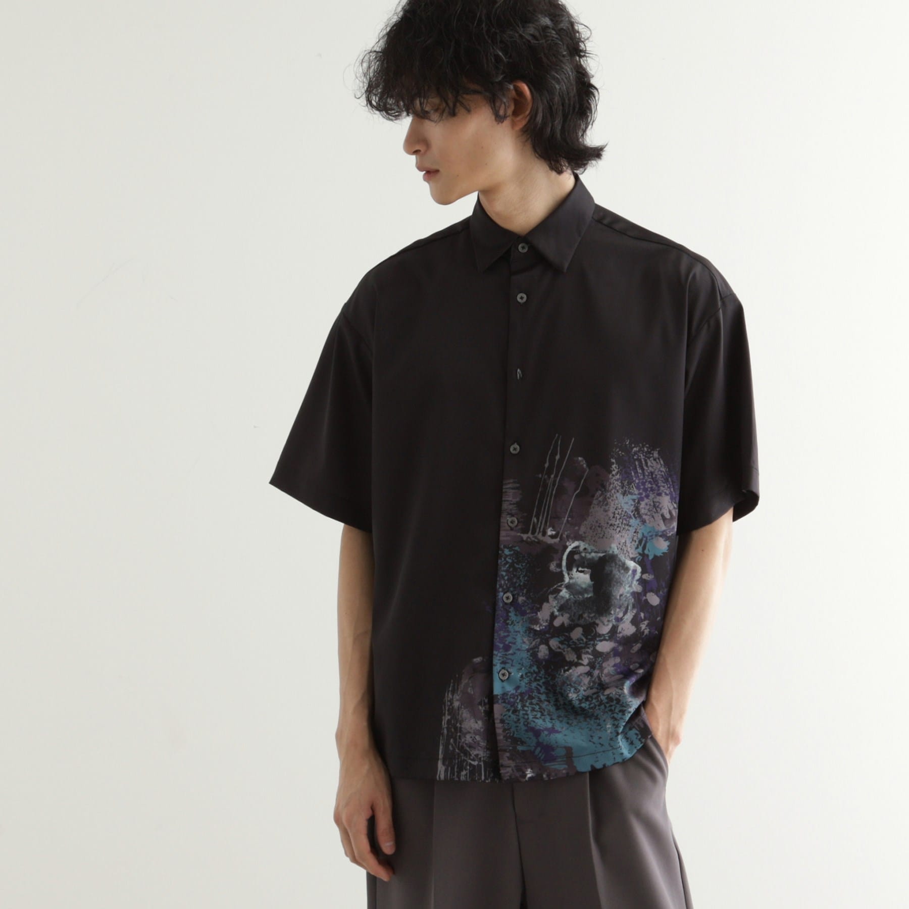 ティーケー タケオ キクチ tk.TAKEO KIKUCHI ペイント半袖シャツ (ブラック(419)) ブラック(419)
