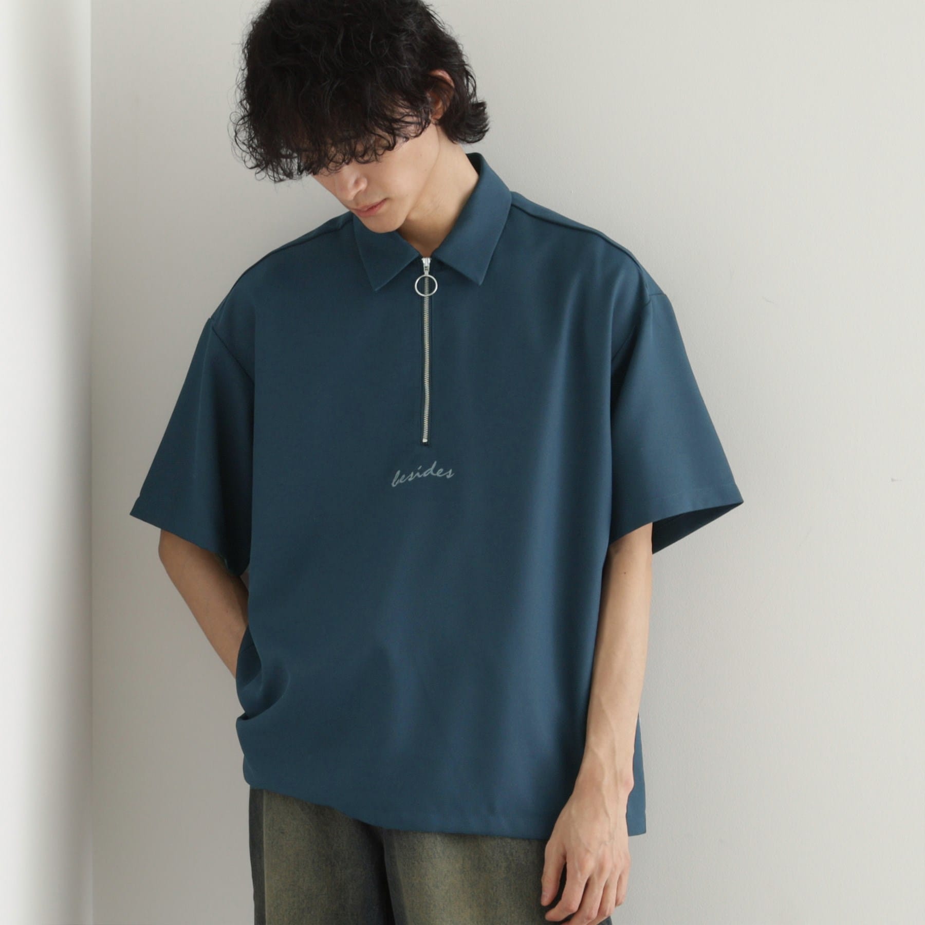 ティーケー タケオ キクチ tk.TAKEO KIKUCHI エンブロハーフジップシャツ (ブルー(093)) ブルー(093)