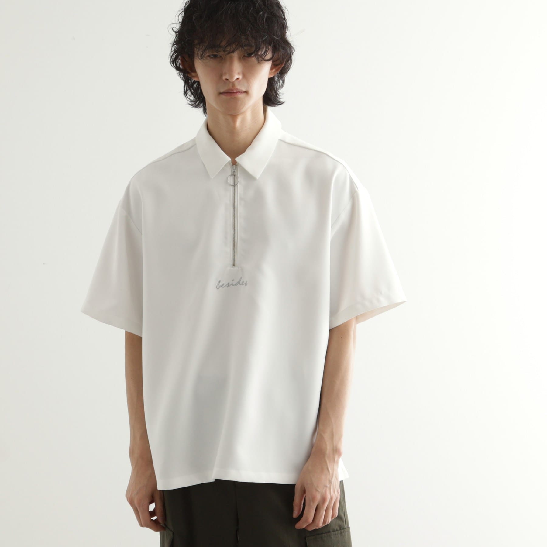 ティーケー タケオ キクチ tk.TAKEO KIKUCHI エンブロハーフジップシャツ (ブルー(093)) ブルー(093)