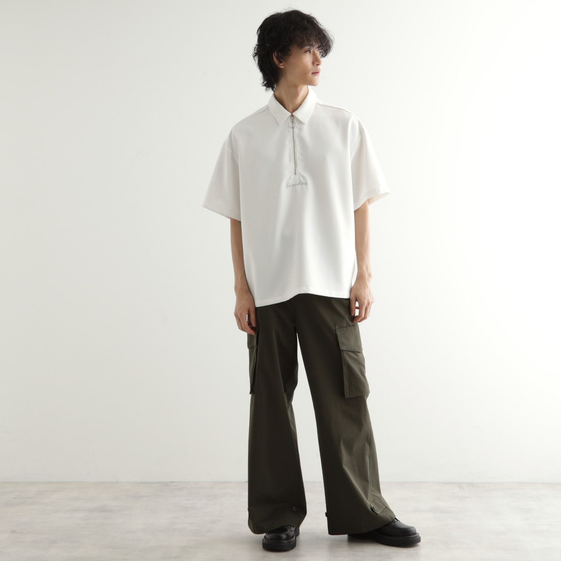 ティーケー タケオ キクチ tk.TAKEO KIKUCHI エンブロハーフジップシャツ (ブルー(093)) ブルー(093)