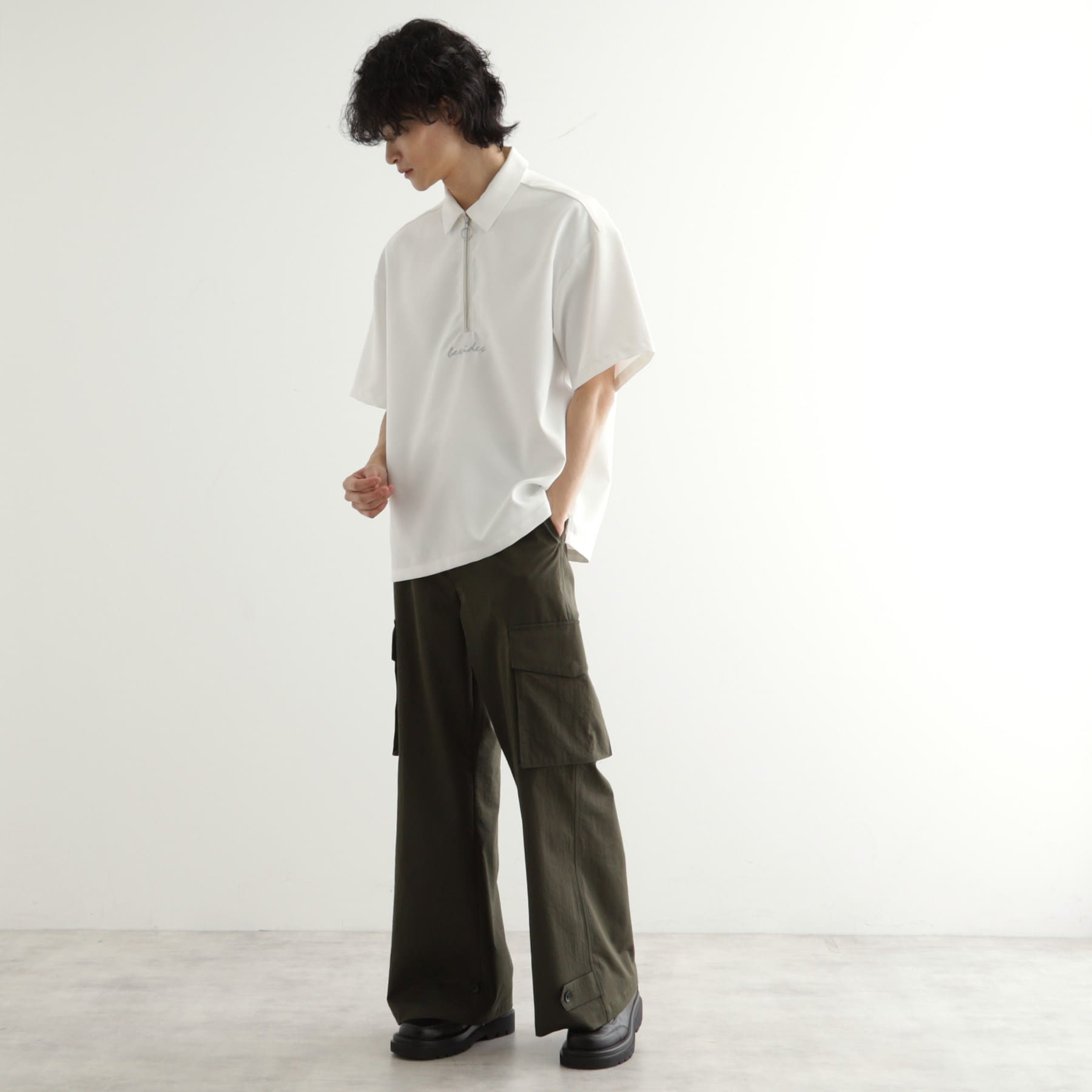 ティーケー タケオ キクチ tk.TAKEO KIKUCHI エンブロハーフジップシャツ (ブルー(093)) ブルー(093)