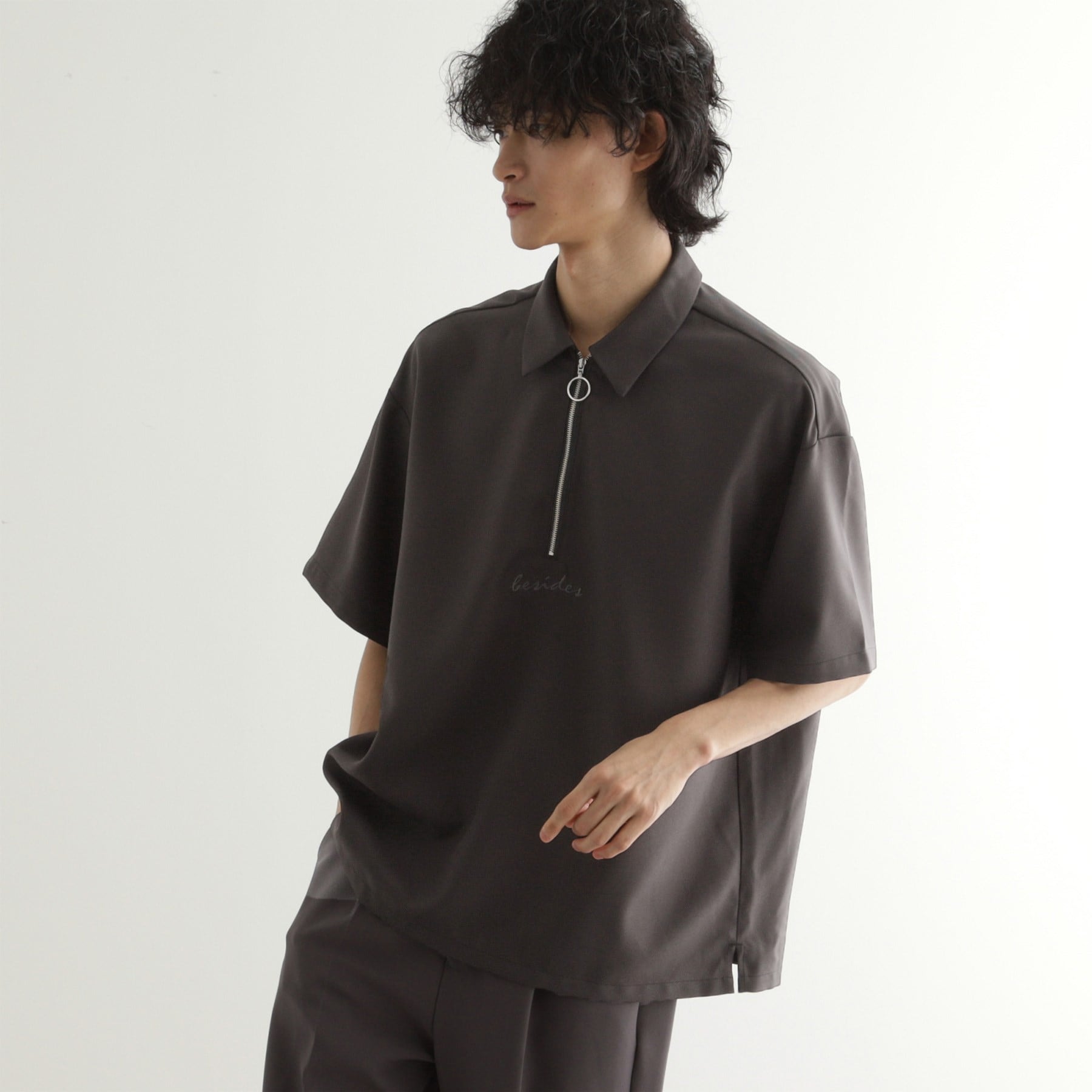 ティーケー タケオ キクチ tk.TAKEO KIKUCHI エンブロハーフジップシャツ (ブルー(093)) ブルー(093)