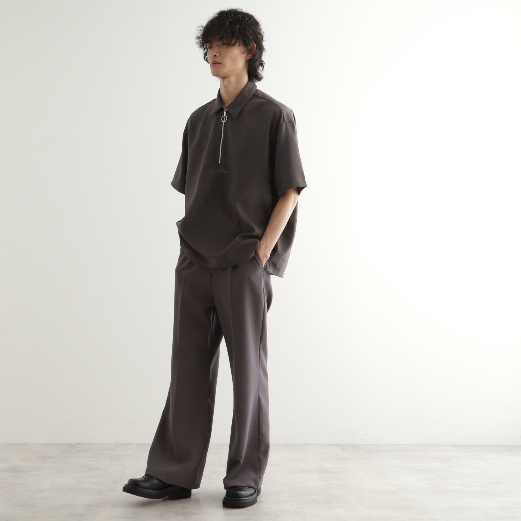 ティーケー タケオ キクチ tk.TAKEO KIKUCHI エンブロハーフジップシャツ (ブルー(093)) ブルー(093)