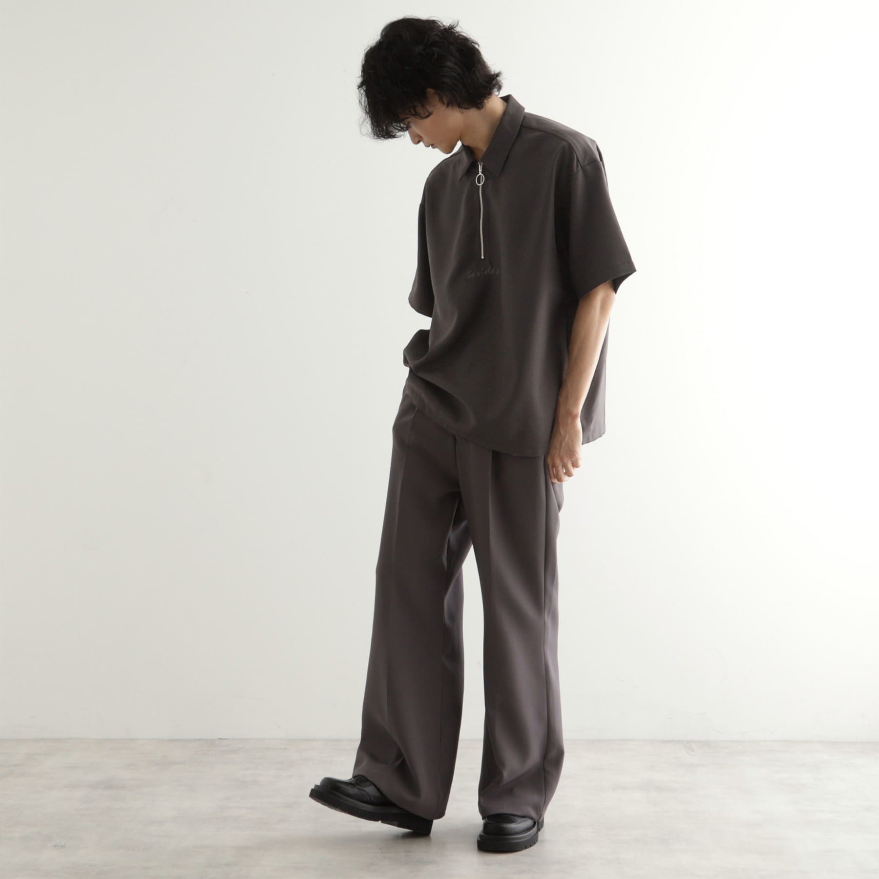 ティーケー タケオ キクチ tk.TAKEO KIKUCHI エンブロハーフジップシャツ (ブルー(093)) ブルー(093)