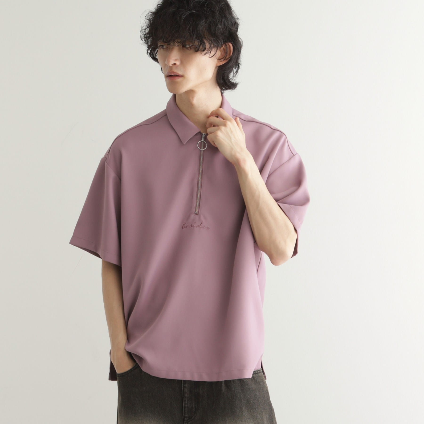 ティーケー タケオ キクチ tk.TAKEO KIKUCHI エンブロハーフジップシャツ (ブルー(093)) ブルー(093)