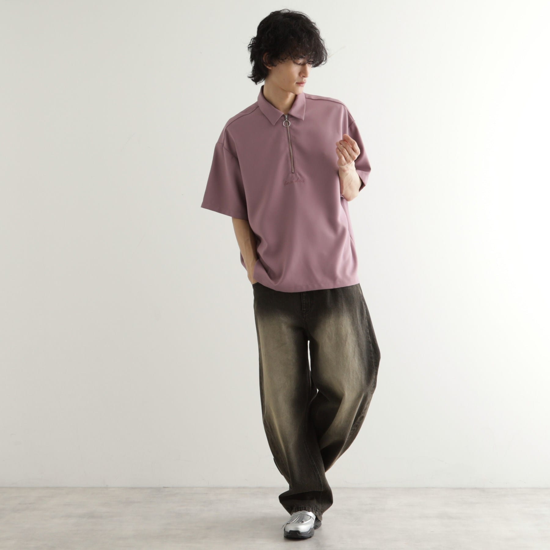 ティーケー タケオ キクチ tk.TAKEO KIKUCHI エンブロハーフジップシャツ (ブルー(093)) ブルー(093)