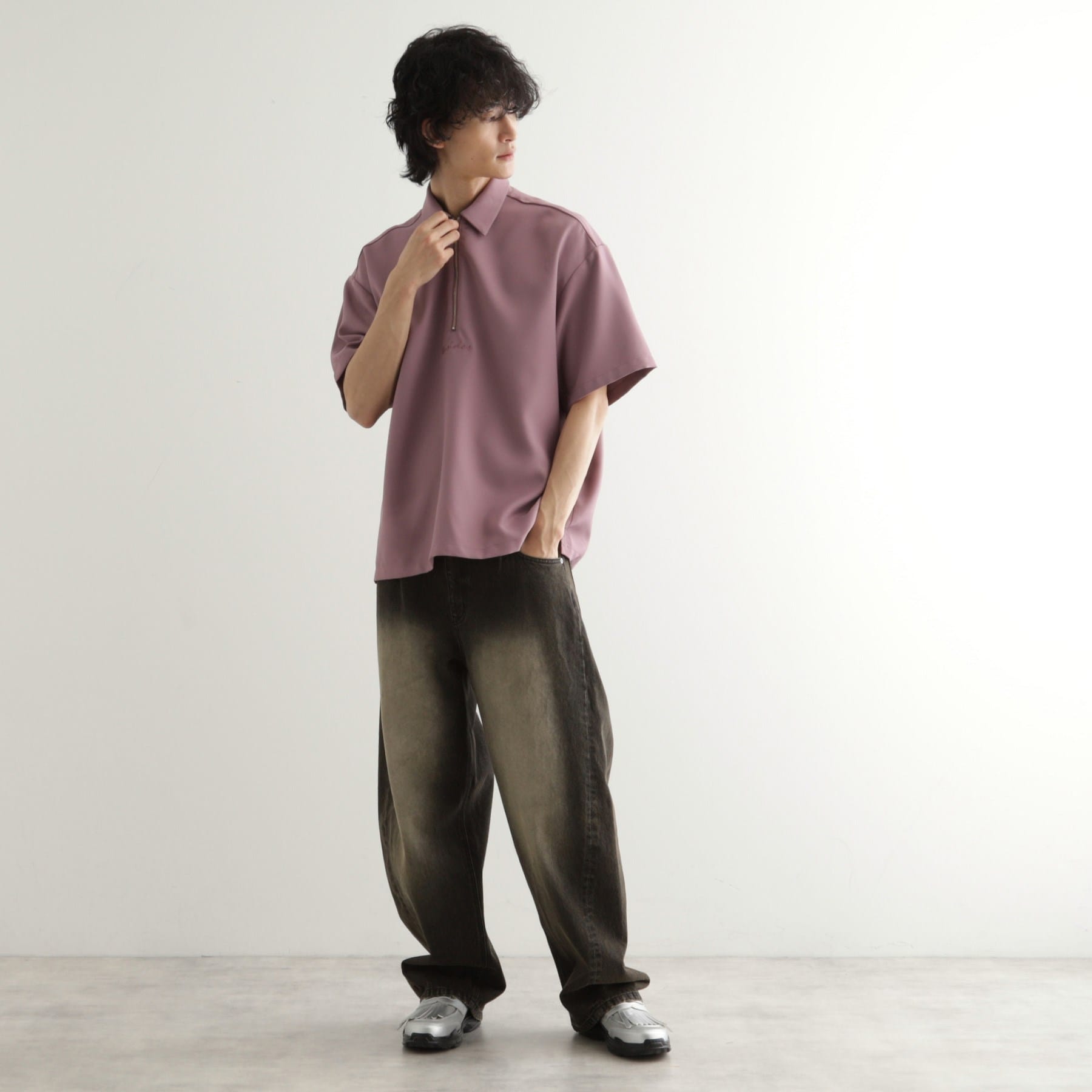 ティーケー タケオ キクチ tk.TAKEO KIKUCHI エンブロハーフジップシャツ (ブルー(093)) ブルー(093)