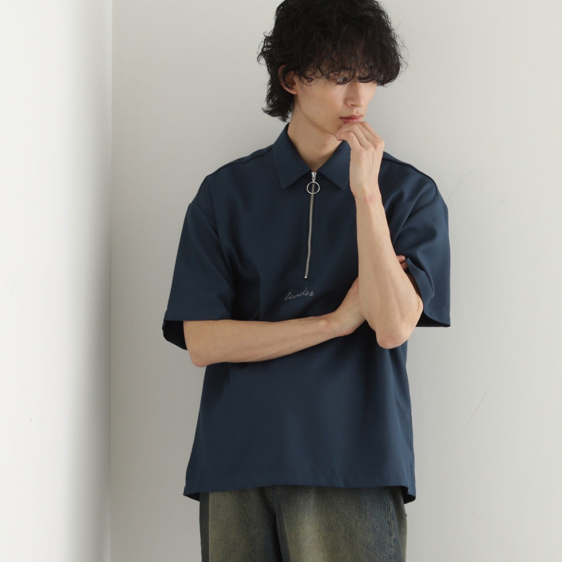 ティーケー タケオ キクチ tk.TAKEO KIKUCHI エンブロハーフジップシャツ (ブルー(093)) ブルー(093)