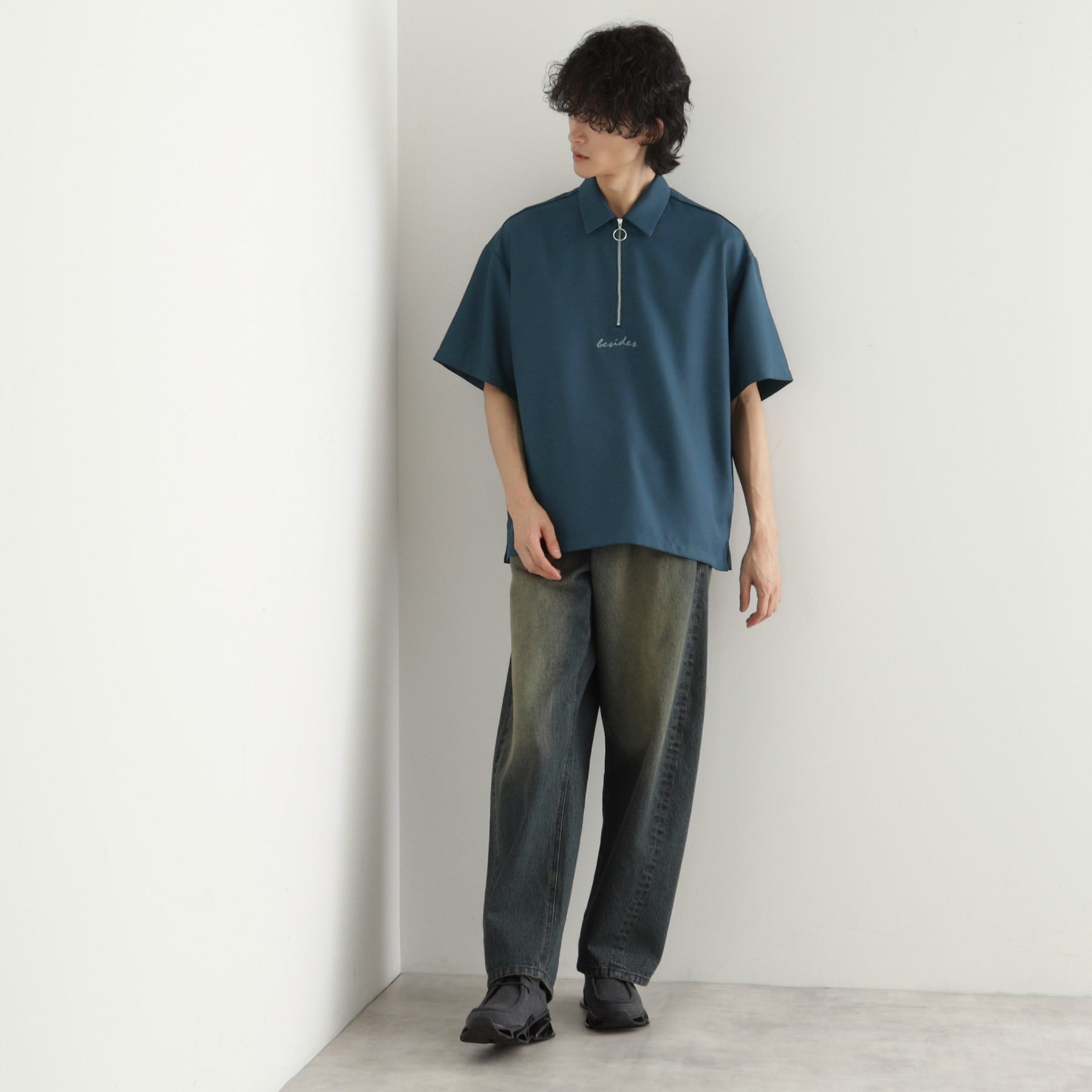 ティーケー タケオ キクチ tk.TAKEO KIKUCHI エンブロハーフジップシャツ (ブルー(093)) ブルー(093)