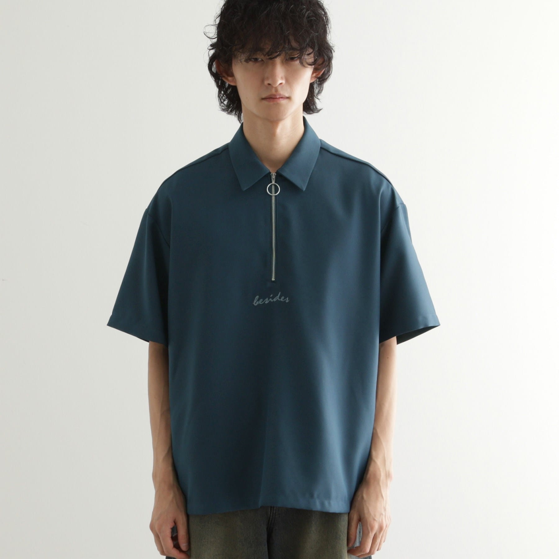 ティーケー タケオ キクチ tk.TAKEO KIKUCHI エンブロハーフジップシャツ (ブルー(093)) ブルー(093)