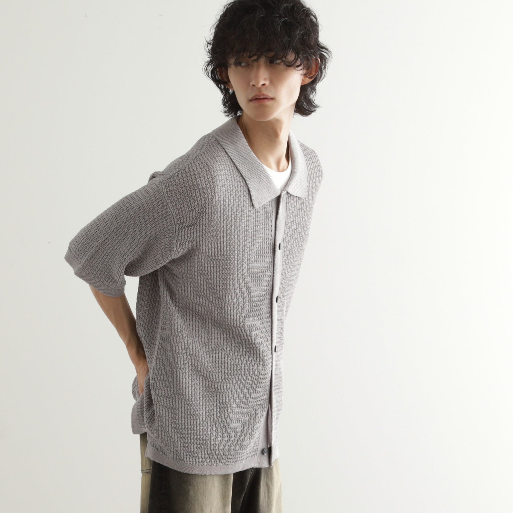 ティーケー タケオ キクチ tk.TAKEO KIKUCHI リネンライクニットポロシャツ (ブルー(092)) ブルー(092)