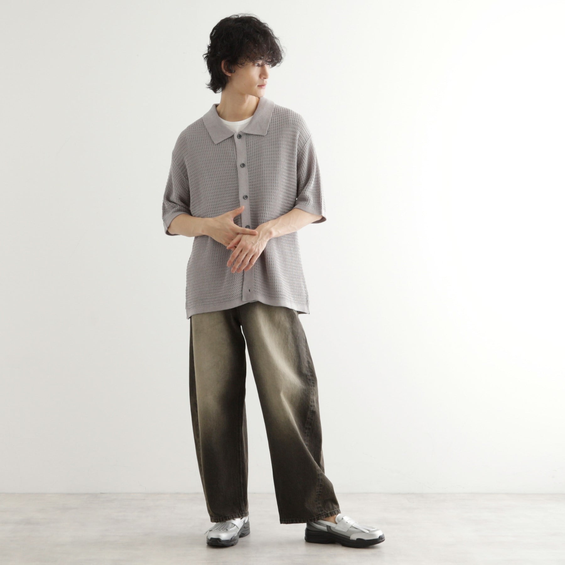 ティーケー タケオ キクチ tk.TAKEO KIKUCHI リネンライクニットポロシャツ (ブルー(092)) ブルー(092)