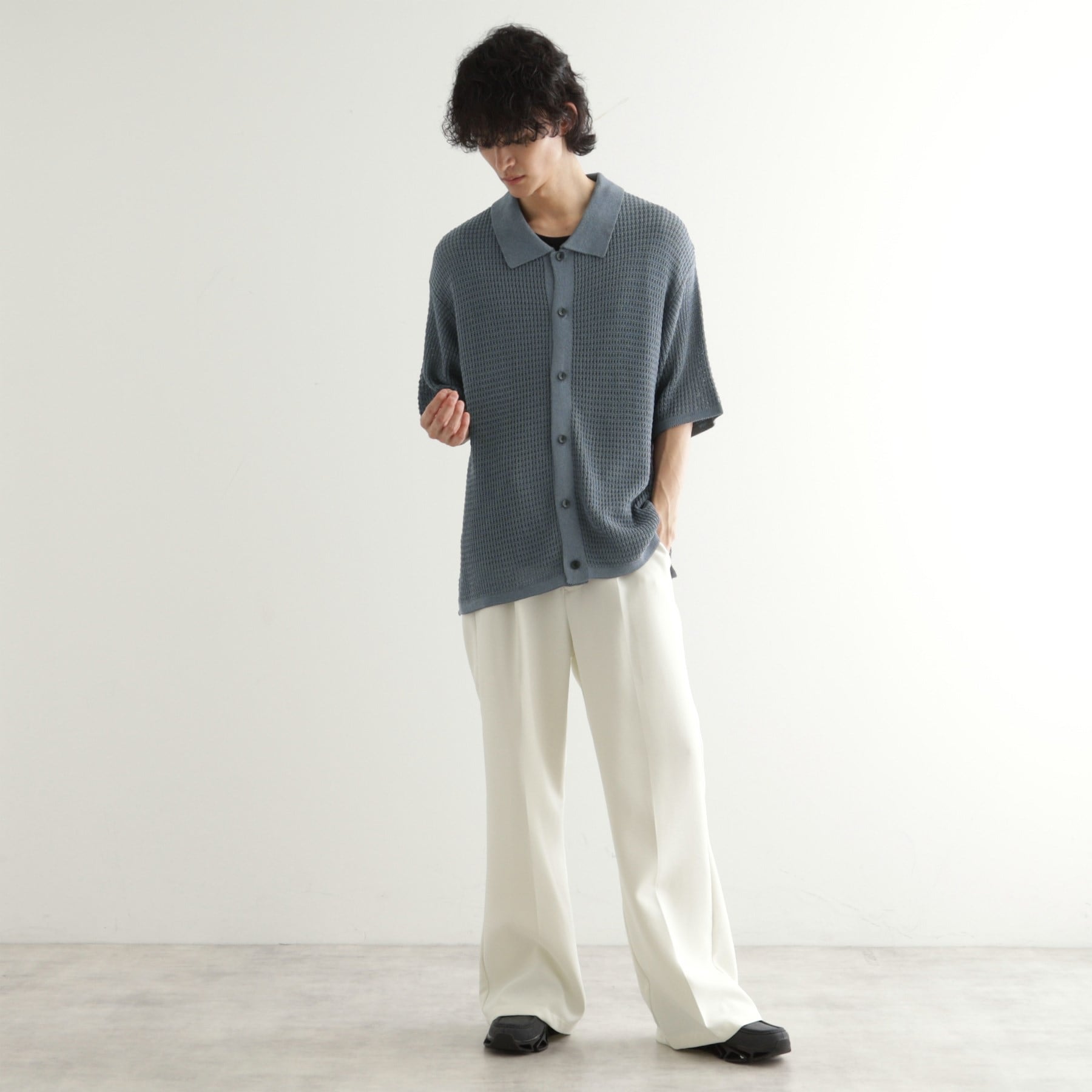 ティーケー タケオ キクチ tk.TAKEO KIKUCHI リネンライクニットポロシャツ (ブルー(092)) ブルー(092)