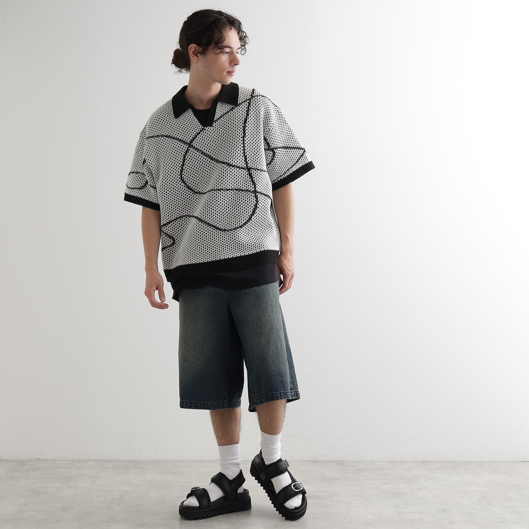 ティーケー タケオ キクチ tk.TAKEO KIKUCHI ラインアートニットポロ (ホワイト(001)) ホワイト(001)