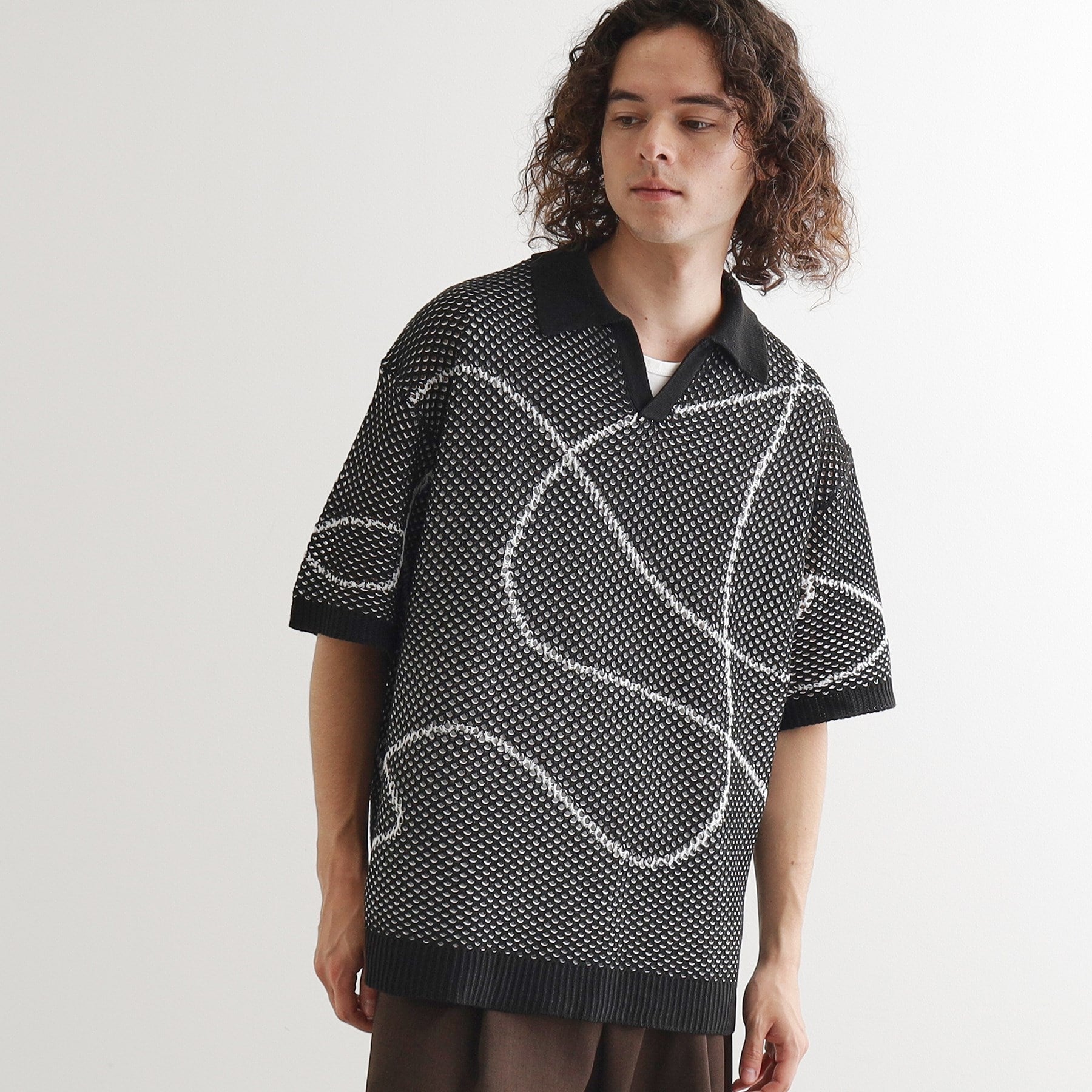 ティーケー タケオ キクチ tk.TAKEO KIKUCHI ラインアートニットポロ (ホワイト(001)) ホワイト(001)