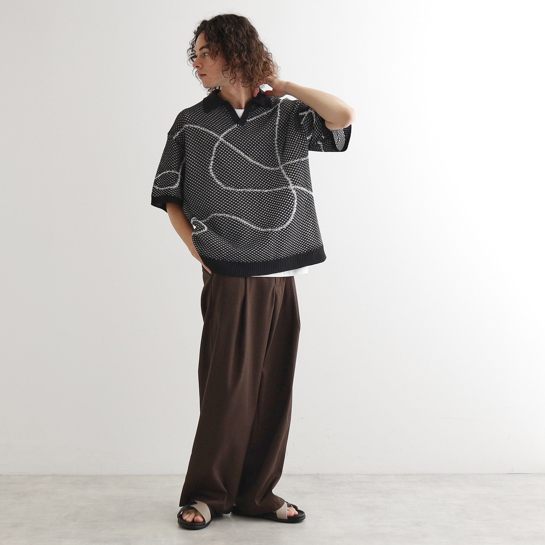 ティーケー タケオ キクチ tk.TAKEO KIKUCHI ラインアートニットポロ (ホワイト(001)) ホワイト(001)