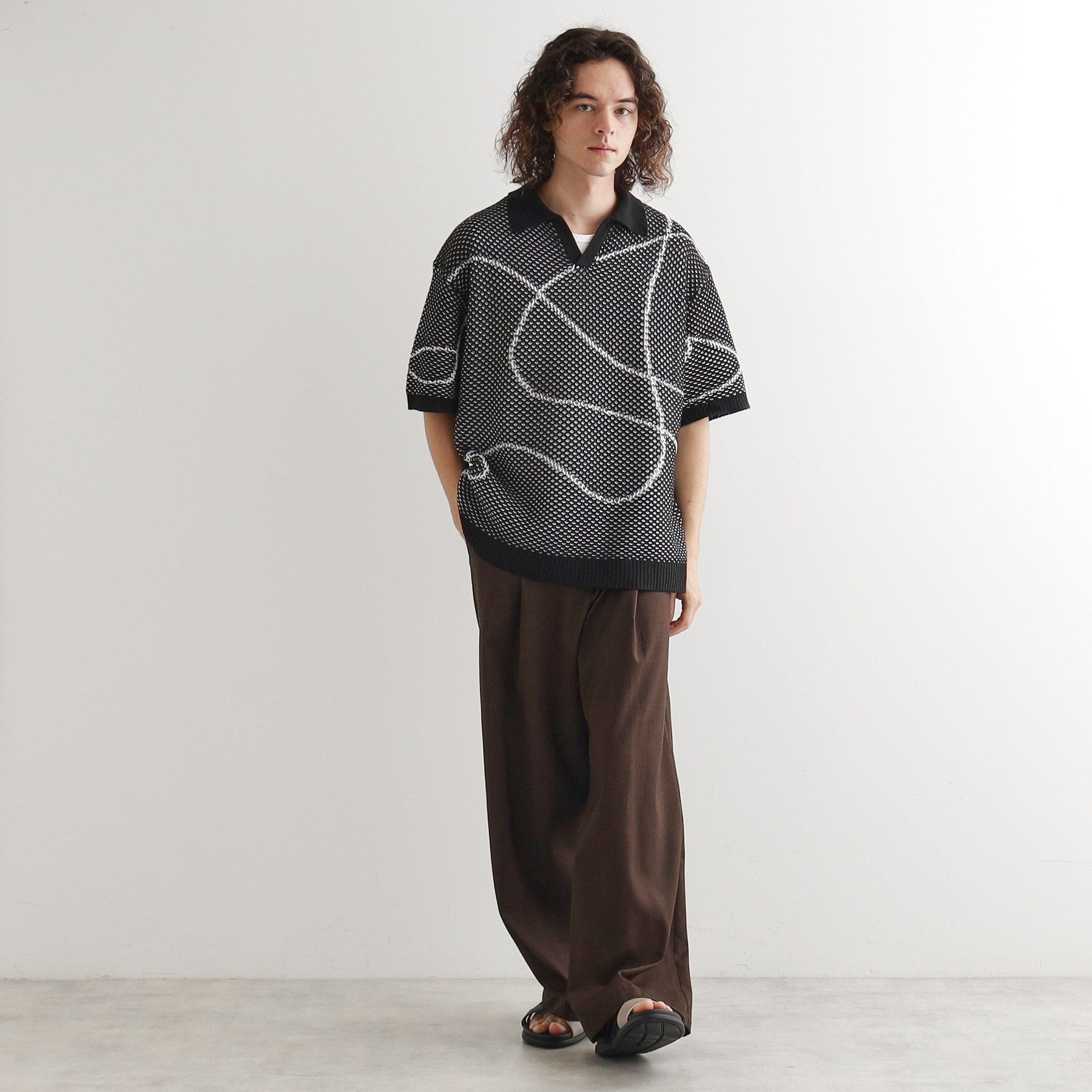 ティーケー タケオ キクチ tk.TAKEO KIKUCHI ラインアートニットポロ (ホワイト(001)) ホワイト(001)