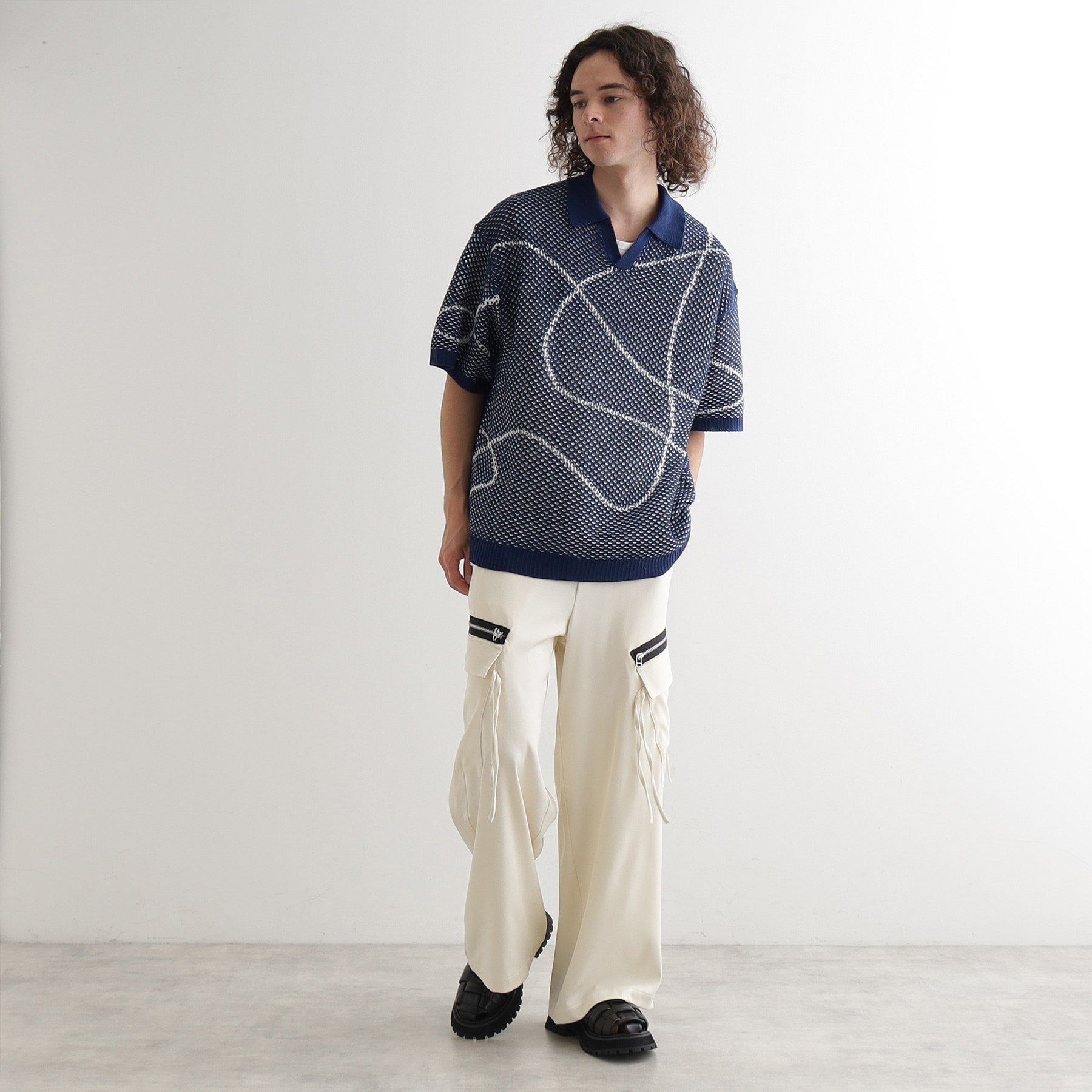 ティーケー タケオ キクチ tk.TAKEO KIKUCHI ラインアートニットポロ (ホワイト(001)) ホワイト(001)