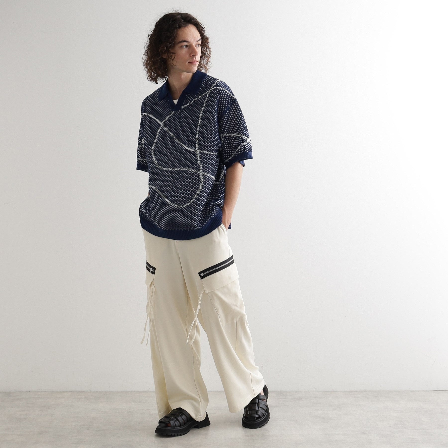 ティーケー タケオ キクチ tk.TAKEO KIKUCHI ラインアートニットポロ (ホワイト(001)) ホワイト(001)