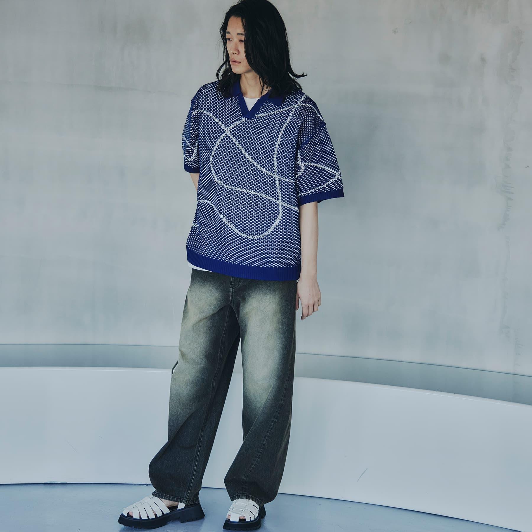 ティーケー タケオ キクチ tk.TAKEO KIKUCHI ラインアートニットポロ (ホワイト(001)) ホワイト(001)