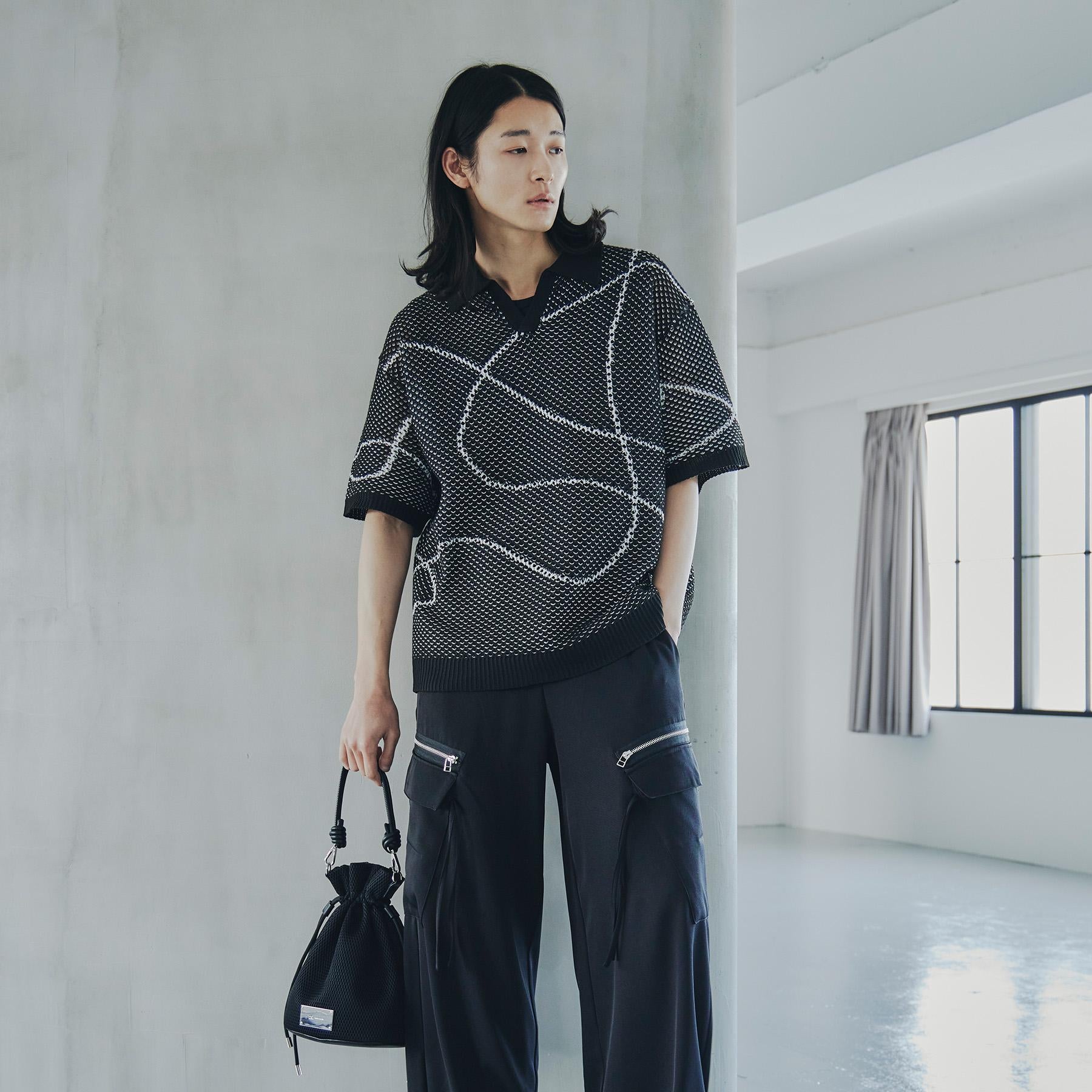 ティーケー タケオ キクチ tk.TAKEO KIKUCHI ラインアートニットポロ (ブラック(019)) ブラック(019)