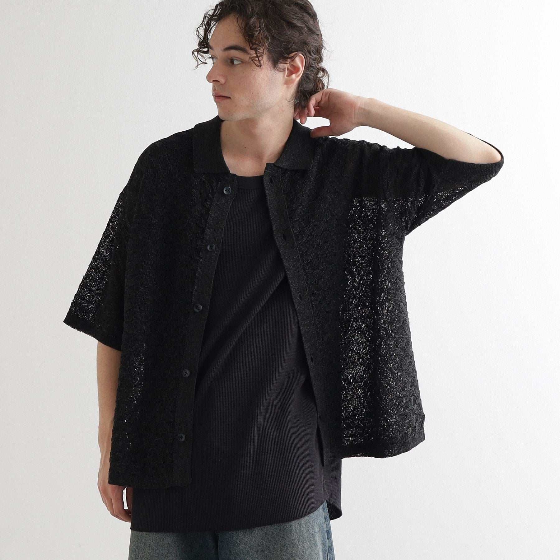 ティーケー タケオ キクチ tk.TAKEO KIKUCHI ニットポロカーディガン (ブラック(019)) ブラック(019)